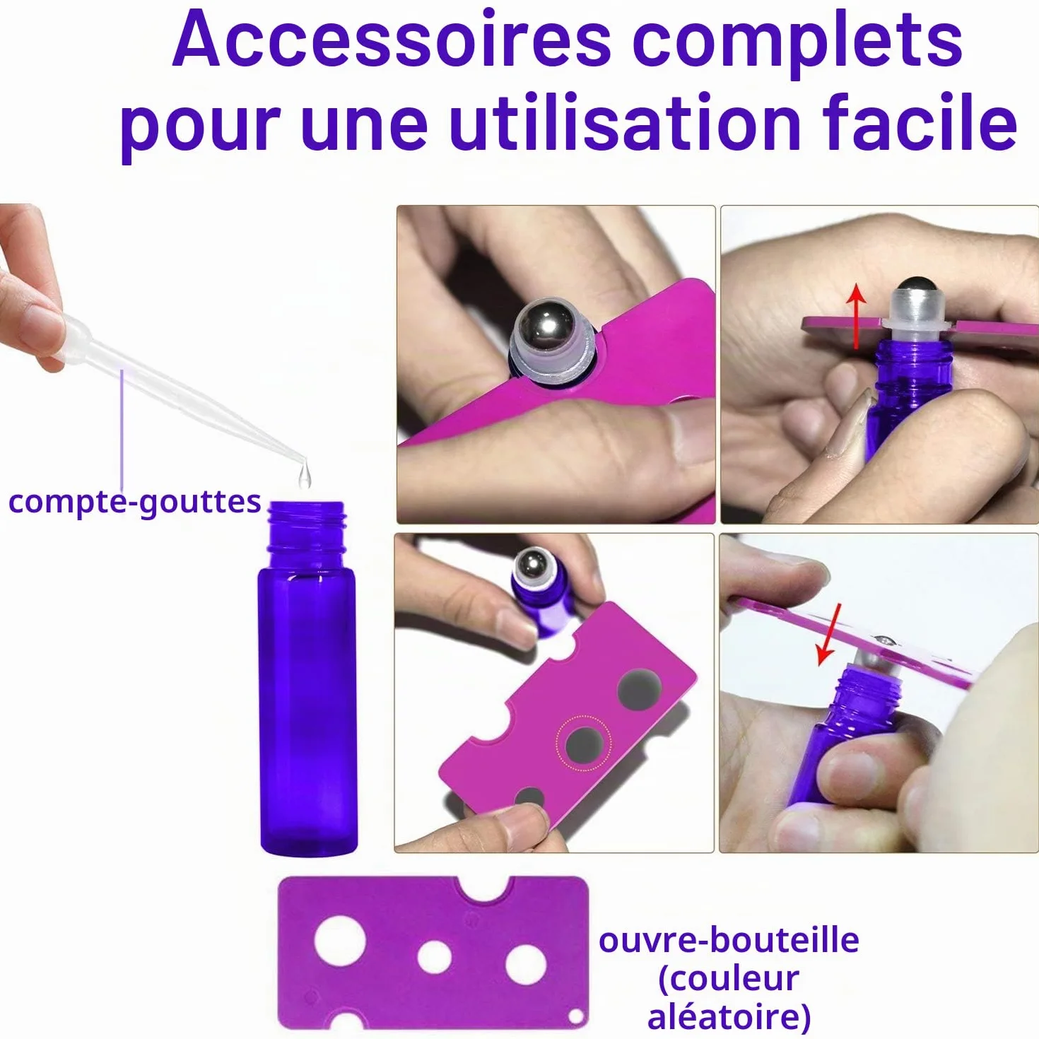 Lot de 8 Roll On Huile Essentielle Vide Bouteille 10ML, Bouteilles en Verre, Flacon Rechargeable pour Parfum Massage