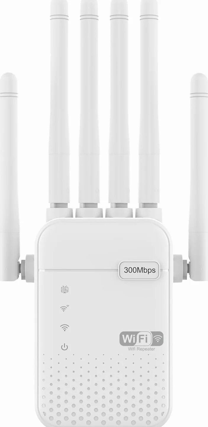 Repeteur WiFi | Amplificateur WiFi | Répéteur WiFi,2 Ports LAN,Répéteur à 6 Antennes,Couvrant Une superficie de 10 000 Mètres carrés，Double Fonction pour Maison et Bureau (Blanc) (R08)