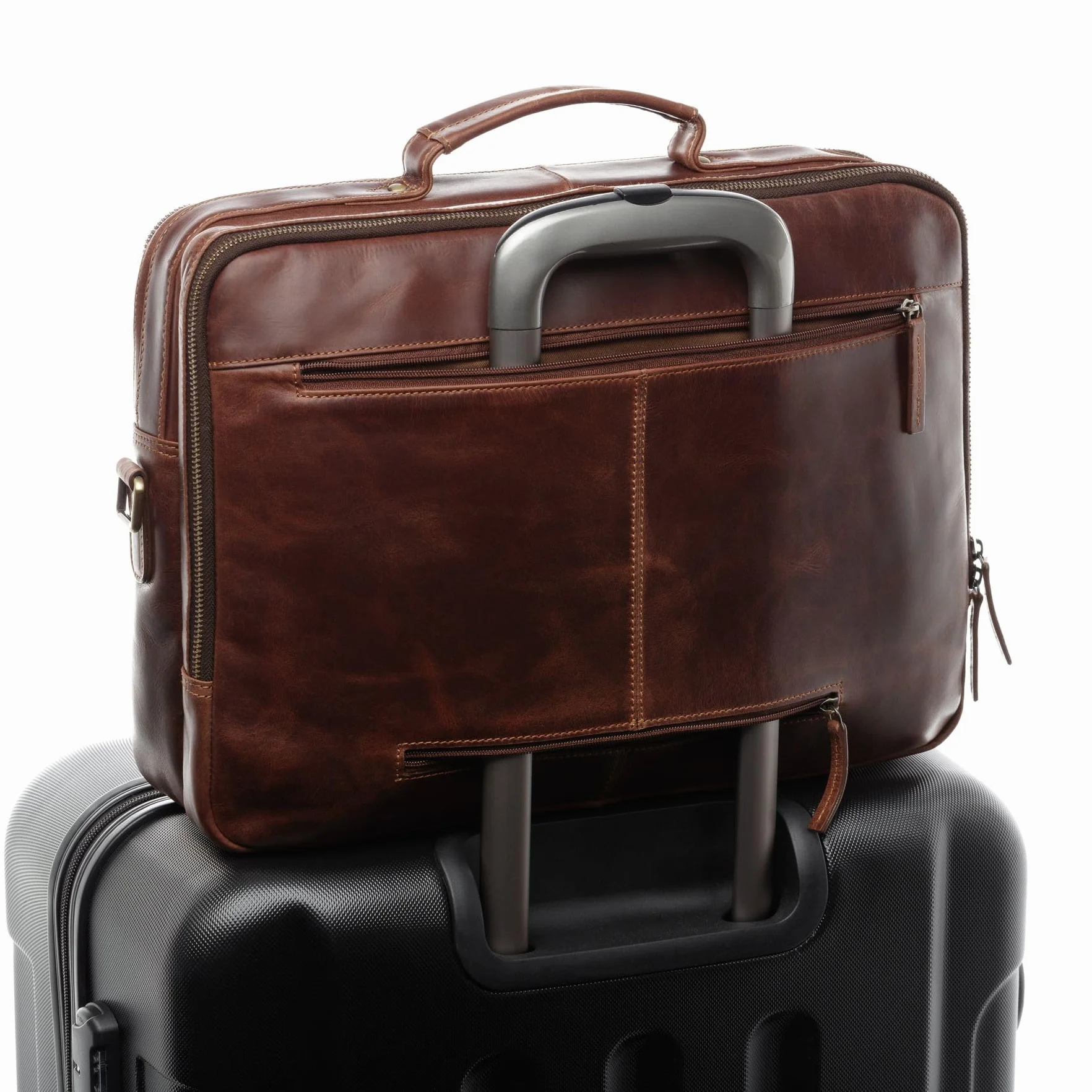 SID & VAIN Sac Ordinateur Portable Cuir véritable 15.4 Pouces Simon Mallette Professionnelle bandoulière XL Grand pour Hommes et Femmes Serviette de Travail Etudiante Marron