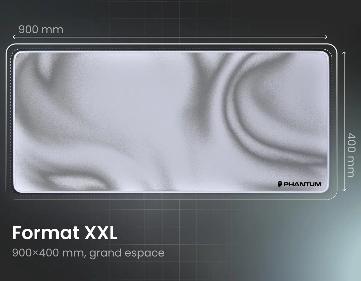 Phantum Mist - Tapis de Souris Gaming XXL 900x400 mm - Surface en Microfibre Hydrophobe Haute Performance - Base Caoutchouc Antidérapante - Soft Speed & Contrôle Précis (Light)
