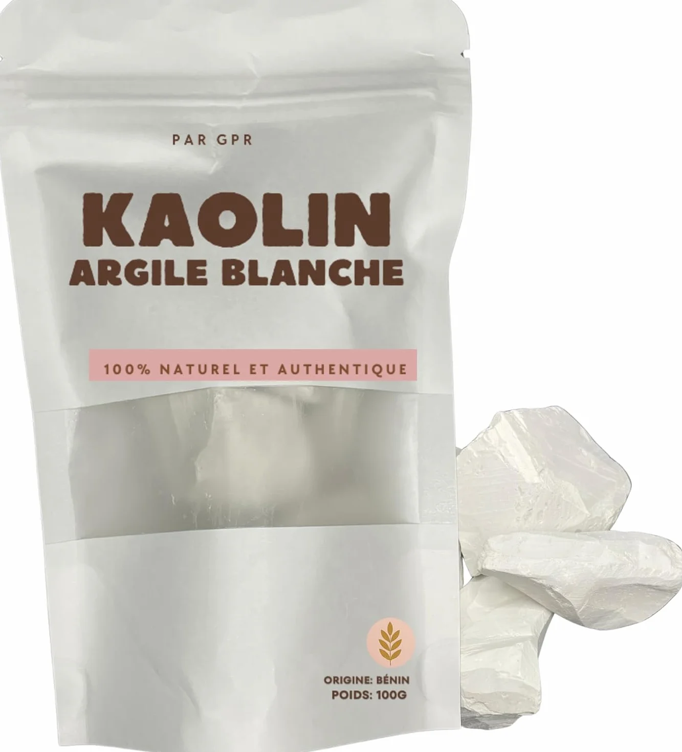 Kaolin du Bénin 100 g – Argile Blanche Africaine – Terre Naturelle – Kalaba Naturel