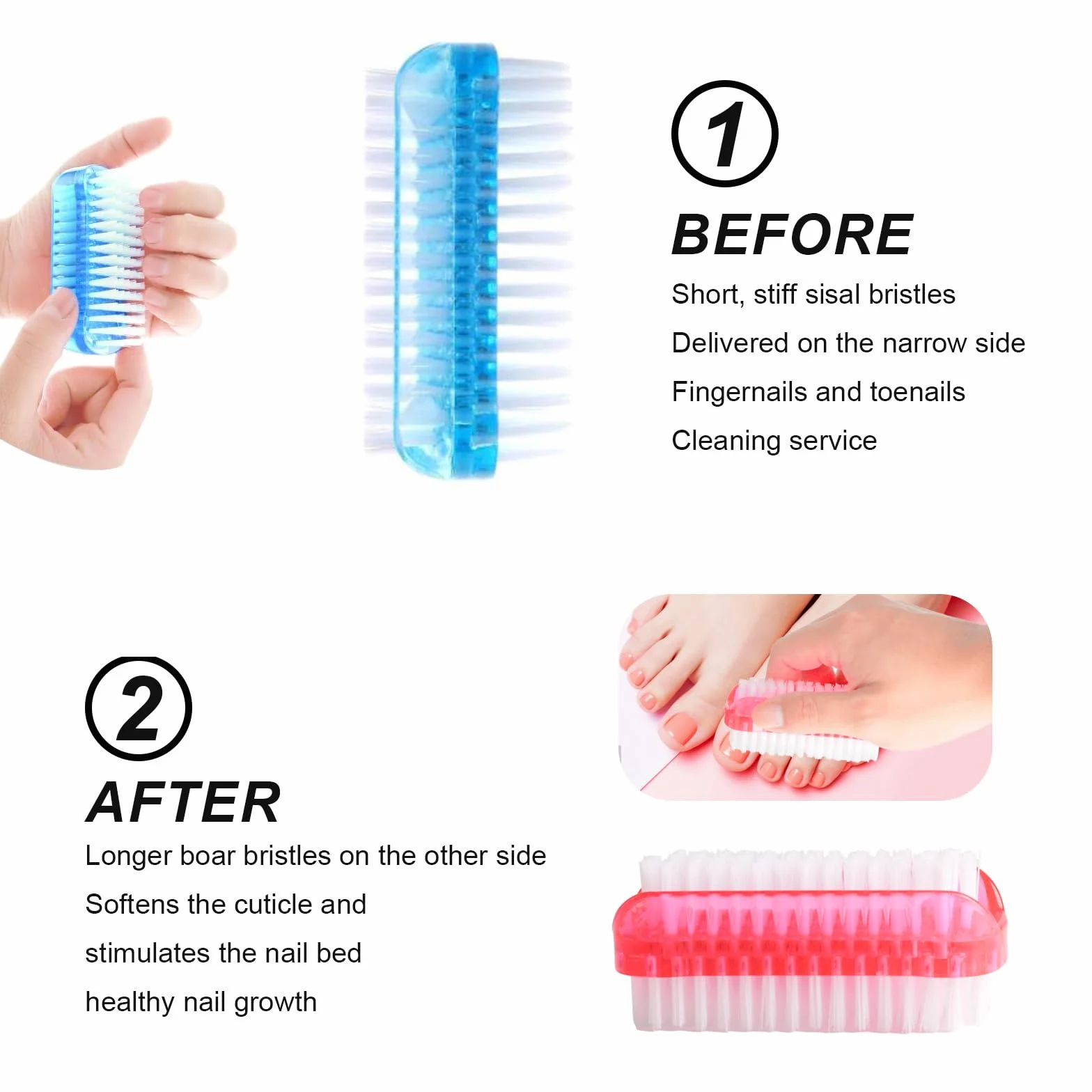 Brosse à Ongles Main 4 Pcs, Brosse Nettoyage Mains Nail Art (4 Couleurs)