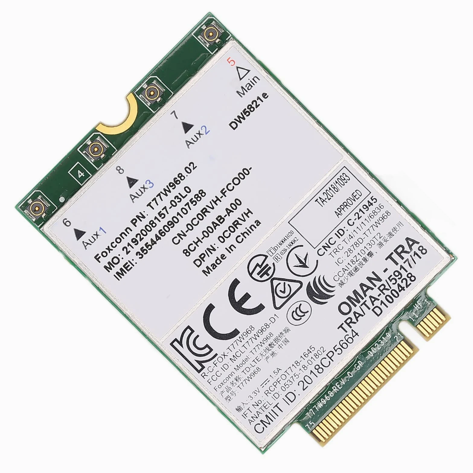 DW5821E 3G/4G/5G Carte adaptateur réseau pour PCI Express M.2 Spécification 3042 Type Key.B Slot pour PC, ordinateurs portables