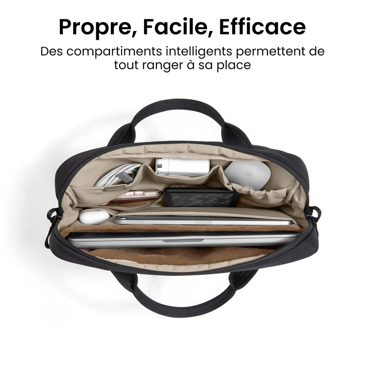 tomtoc 14 Pouces Sacoche pour Laptop pour Femmes, Sacoche Légère pour 14 Pouces MacBook Pro M5/M4 2025 & autres 13/14" Laptop, Sac de travail, Mallette, Sac à main avec espace de Rangement bien Agencé