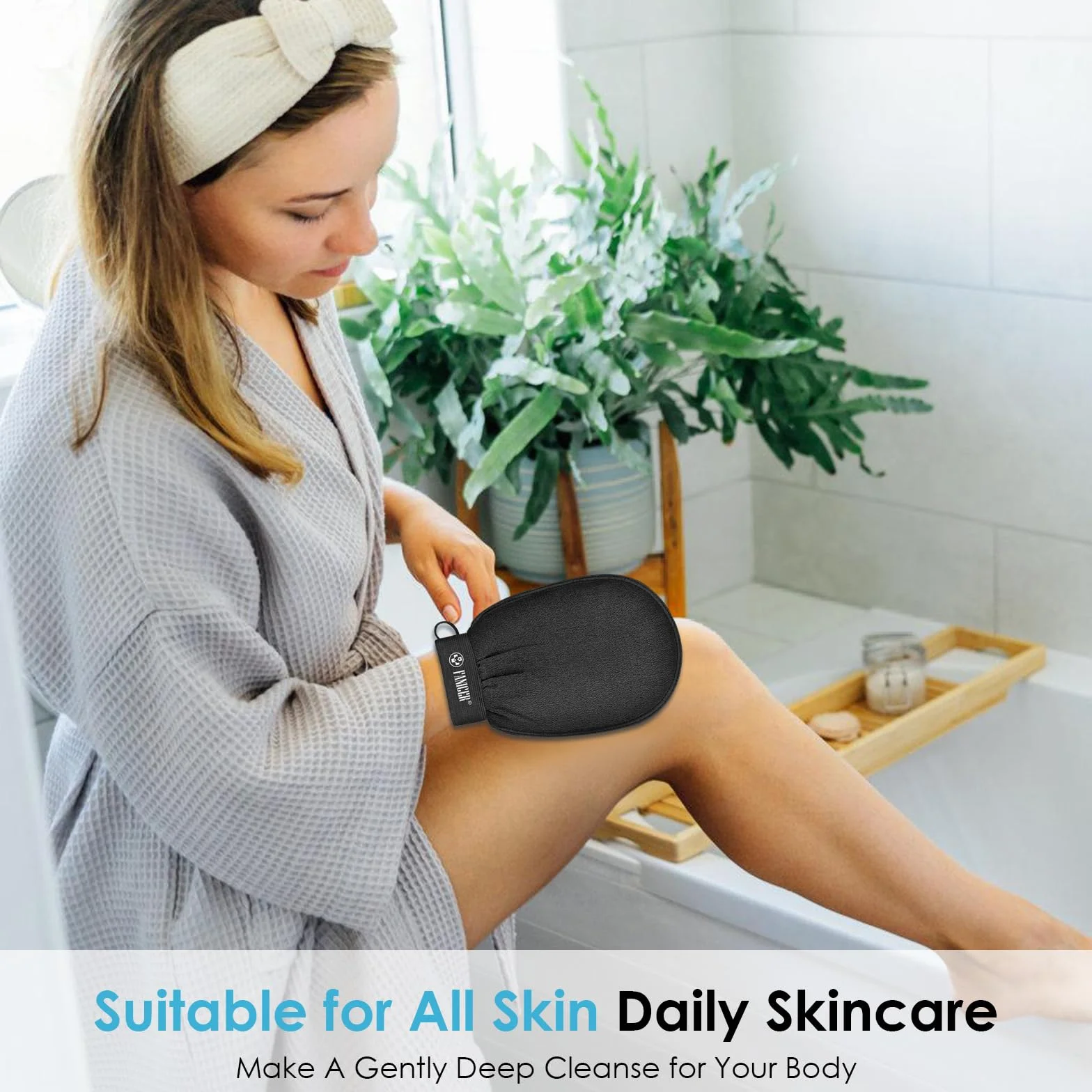 Gant Exfoliant pour le Corps, Gants Gommage Corps et Visage, Doux Exfoliants Noir