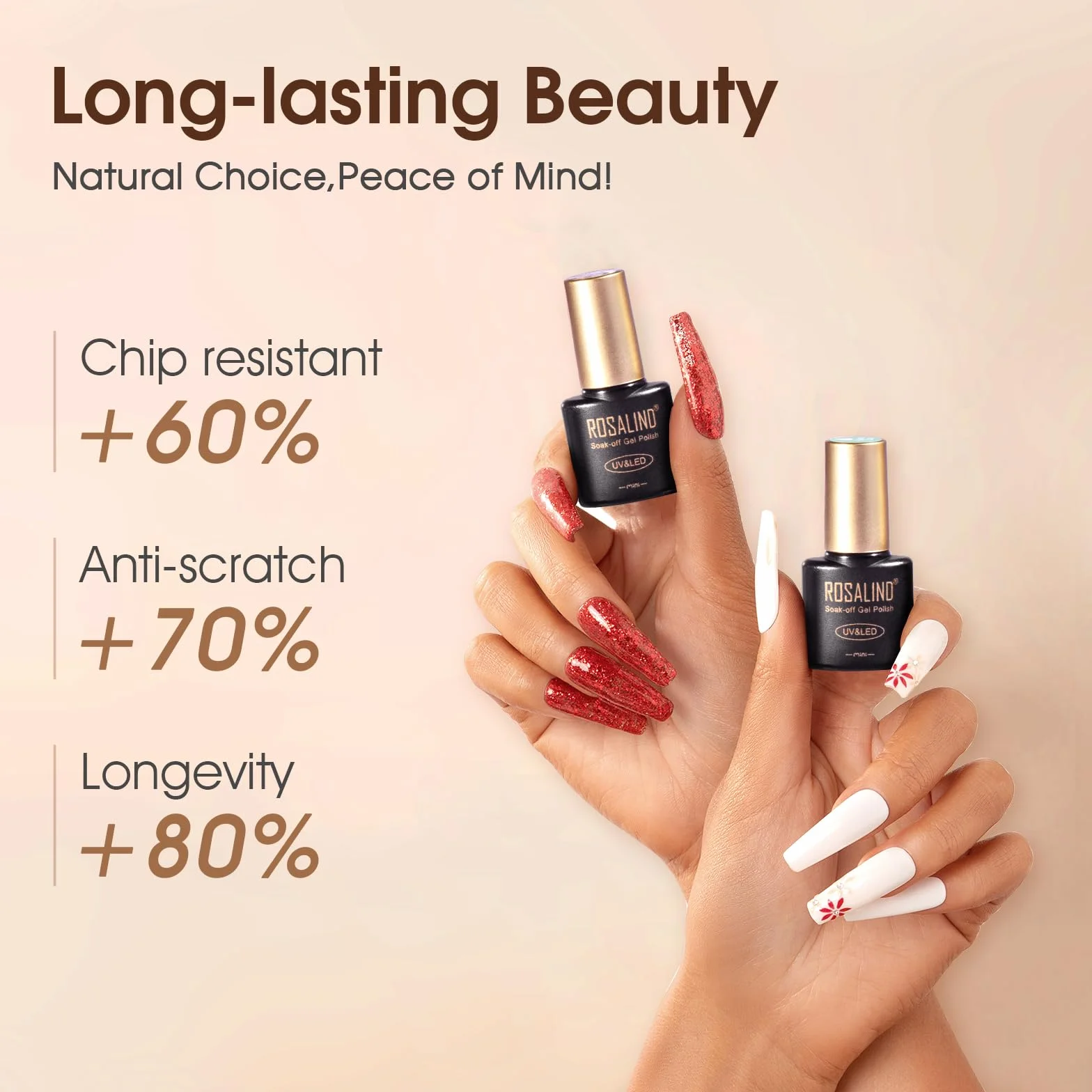 ROSALIND Base et Top Coat Vernis Semi Permanent 8PCS Kit UV LED Soak Off Gel Manucure
