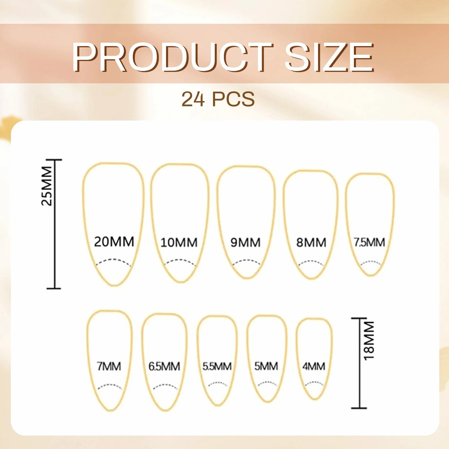 GlamRays 30 pièces Stickers Ongles 3D Fleurs d'oranger, Faux Ongles French Tip Amande Moyenne Design Cristal