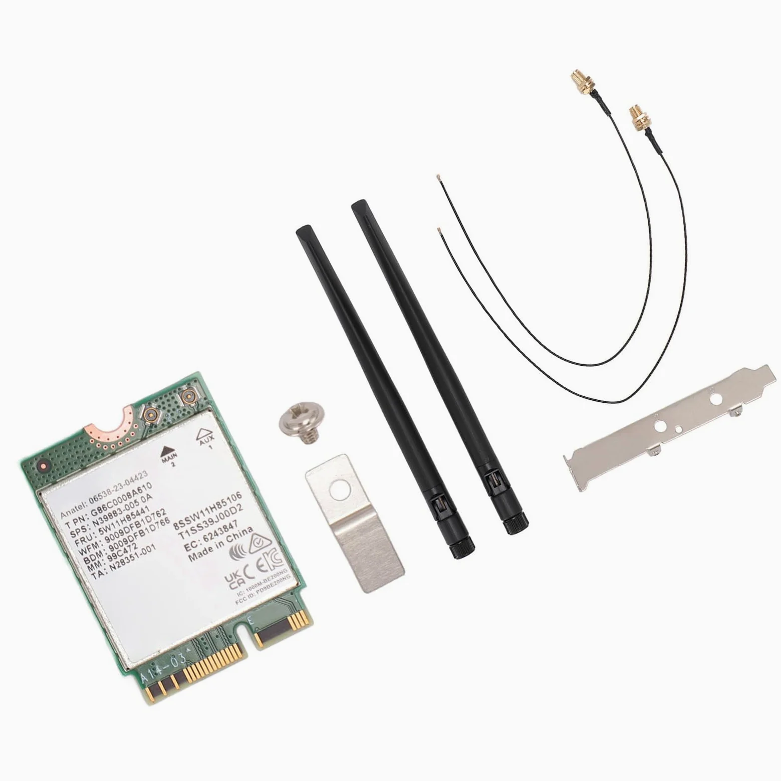 Fockety Carte WiFi 7 PCIe, Adaptateur Réseau Tri-Bande 574 Mbps 2400 Mbps 5800, Carte WiFi M.2 avec Bluetooth 5.4 pour Ordinateur 10 11 OS (7 avec antenne et Support)