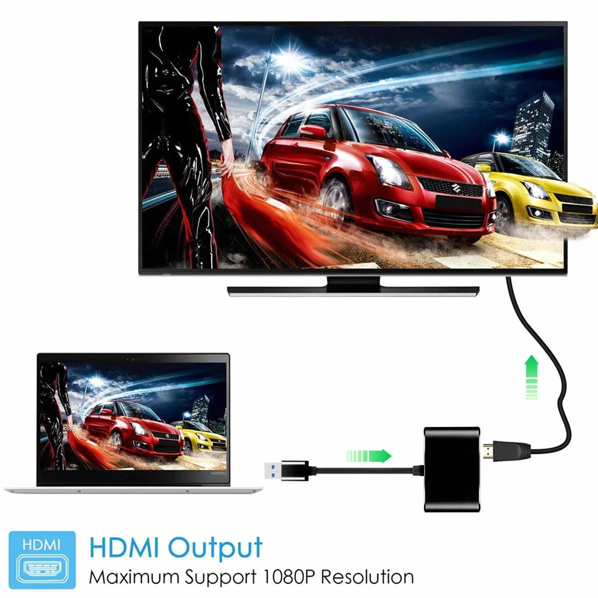 Cablecc Adaptateur USB 3.0 vers HDMI VGA Carte graphique externe pour ordinateur portable