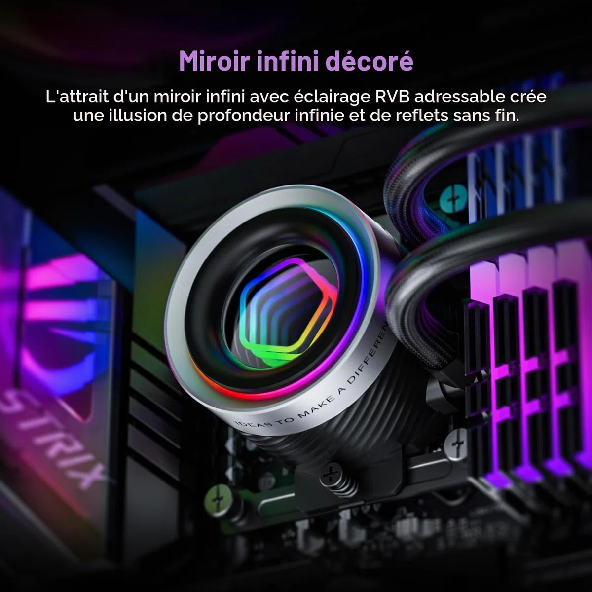 ID-COOLING FX360 INF Refroidisseur de processeur liquide 360 mm, refroidisseur AIO ARGB Infinity, 3 ventilateurs 120 mm, faible bruit 27,2 dB
