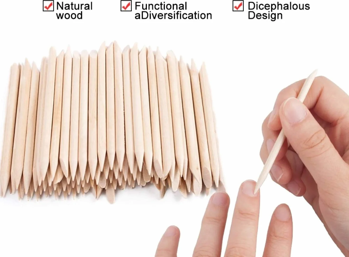 STALEKS PRO Bâtons en bois d'oranger 7,5 cm Lot de 100 Manucure Nail Art