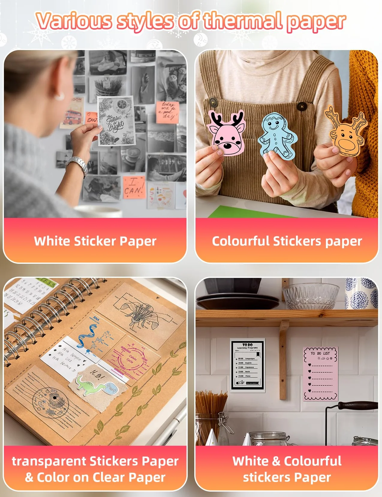 Memoking Mini Imprimante Thermique M02L Bluetooth Portable Stickers Autocollant avec Papier