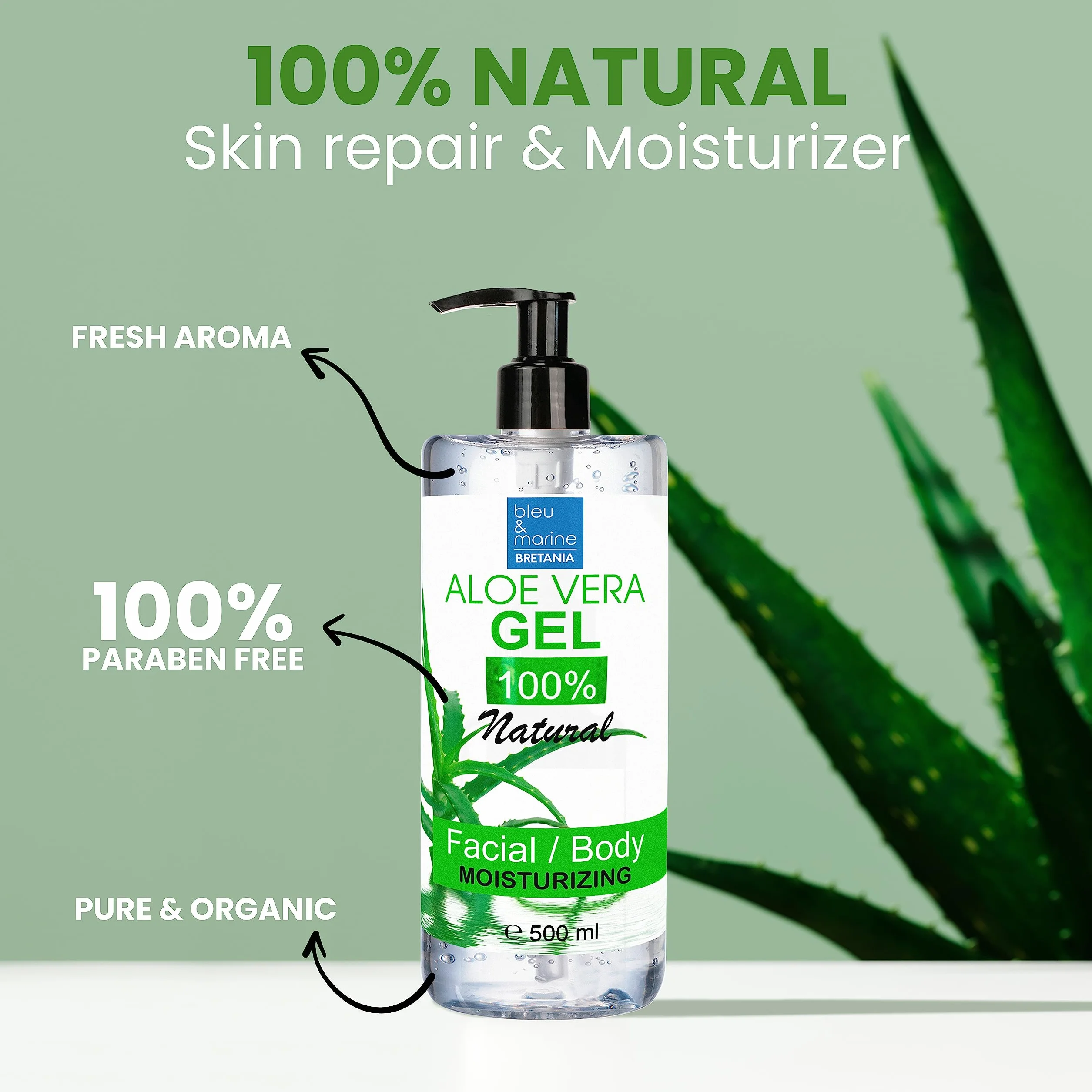 Gel d'Aloe Vera 100% Naturel Hydratant Visage Corps 1000 ml