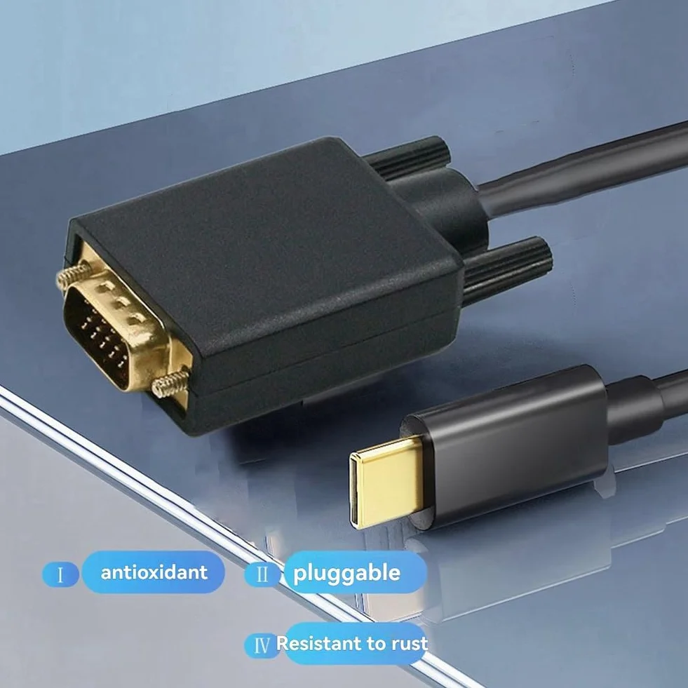 Câble USB-C vers VGA Haute Performance Convertisseur Type C vers D-Sub 15 Broches USB 3.1