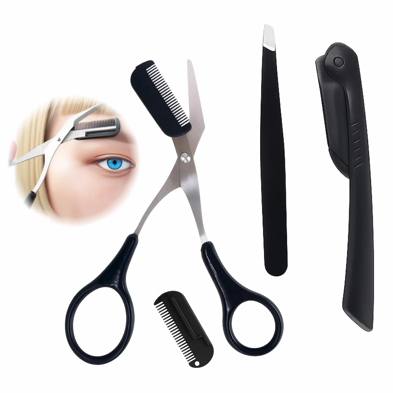Ciseaux Sourcils Professionnels de Précision avec Peigne