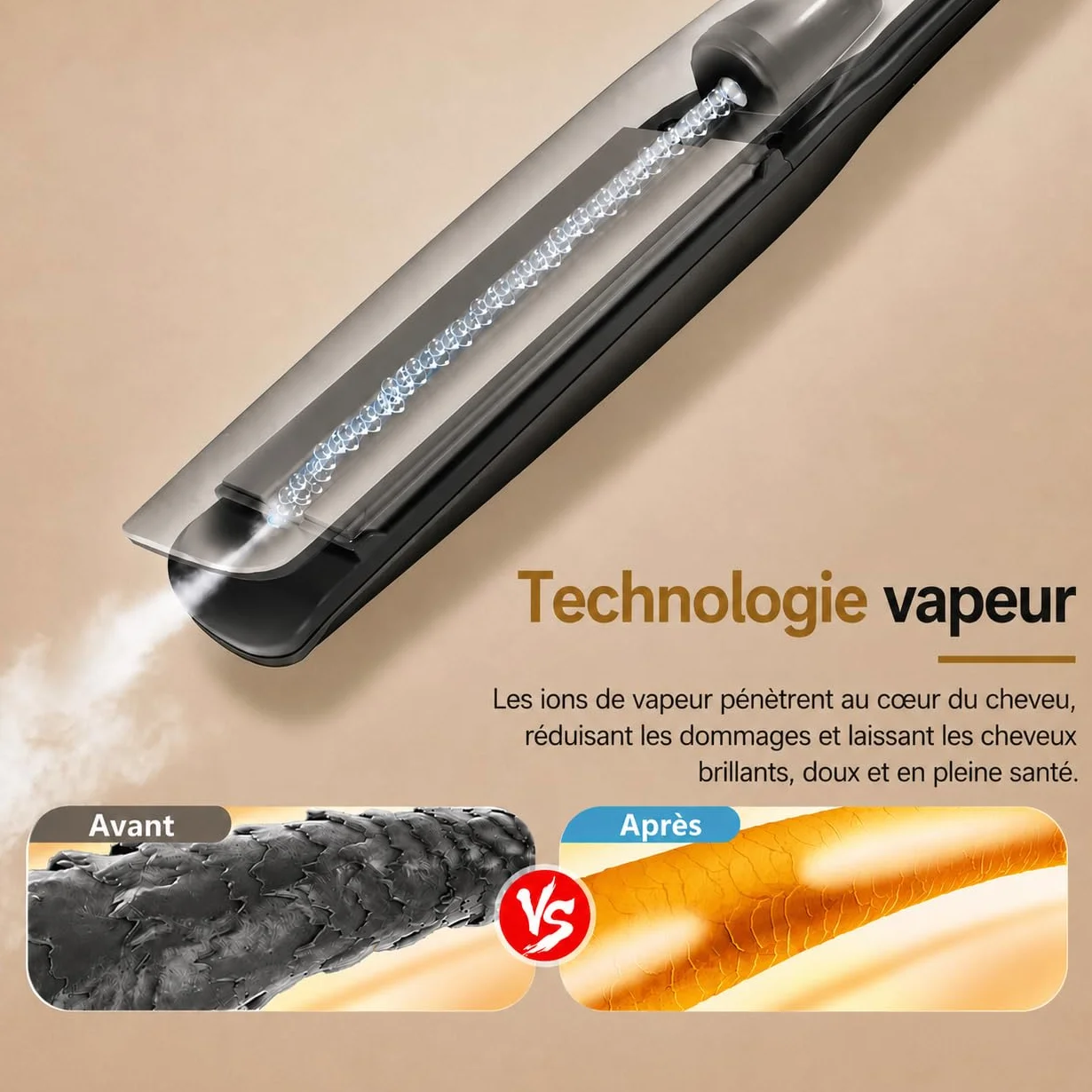 Lisseur Cheveux Steampod Pro Fer à Boucler 230ºC Céramique Ionique
