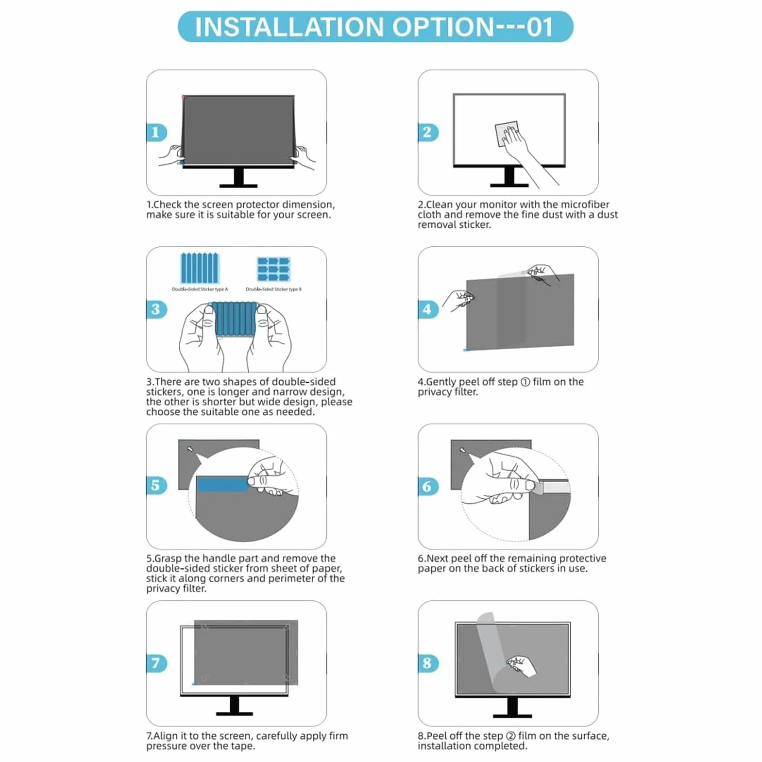 SEAFRONT Filtre de confidentialité pour Ordinateur Portable, 5 Ensembles avec Bandes Adhésives et Onglets de Support Coulissants