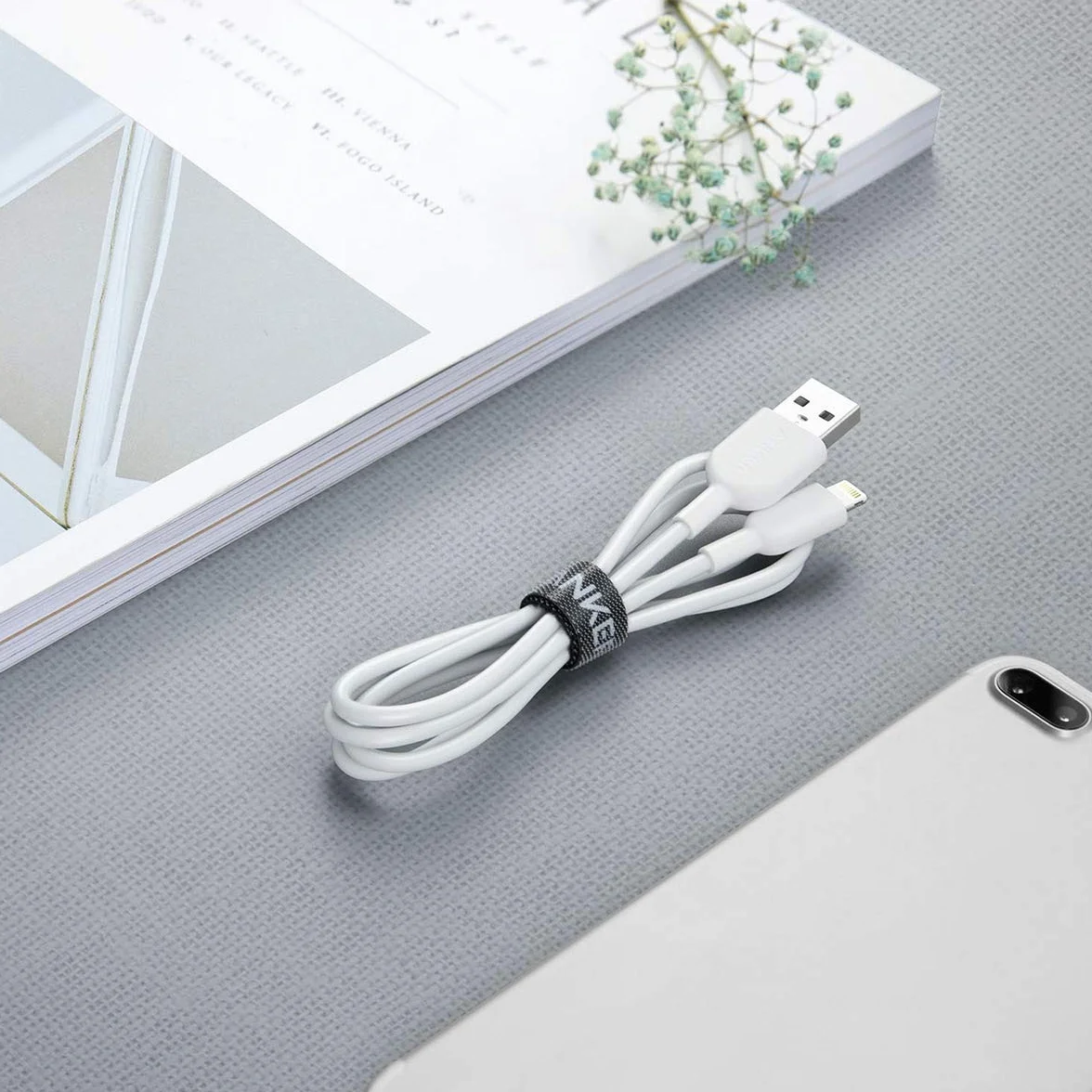 Anker PowerLine II Câble Lightning vers USB MFi pour iPhone XS/XS Max/XR/X/8/8 Plus/SE/7/7 Plus/6s/6/6 Plus/5S/5/iPad Pro, Blanc, 0,9m