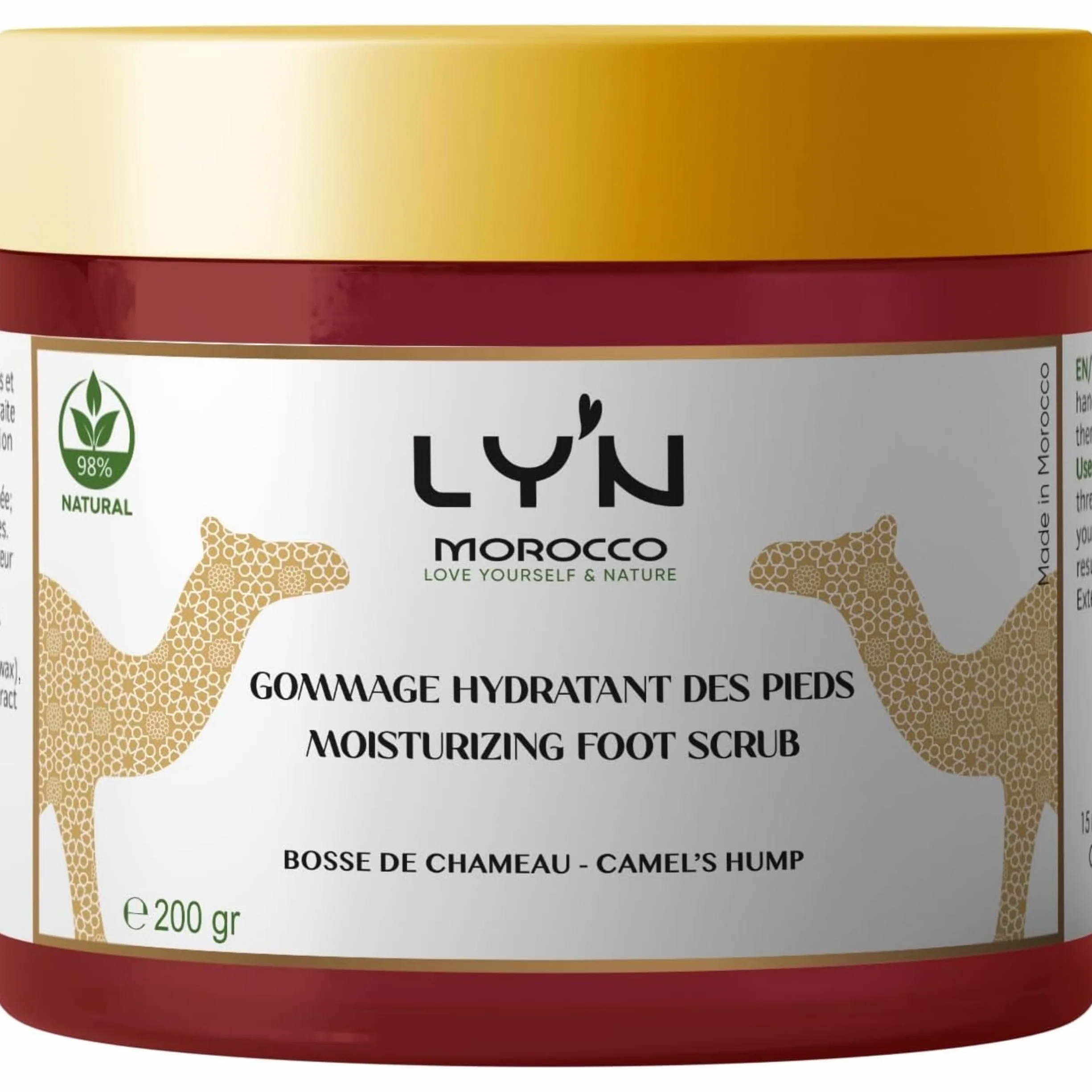 LY'N MOROCCO Gommage Pieds Exfoliant Bosse de Chameau Sel Marin 200 Gr Peeling Pied Soin des Pieds