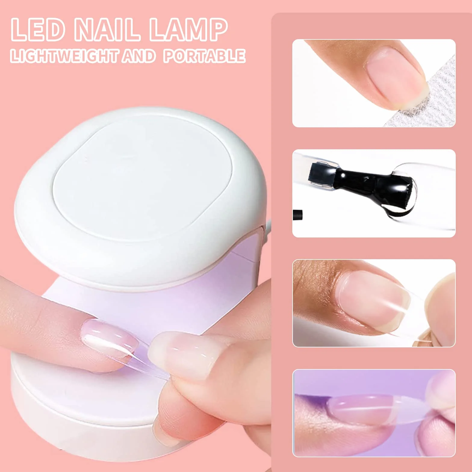 Kit Capsule Ongle Americaine 600 Pcs Ongles à Presser Transparents Lampe UV Colle Pour Extension Acrylique