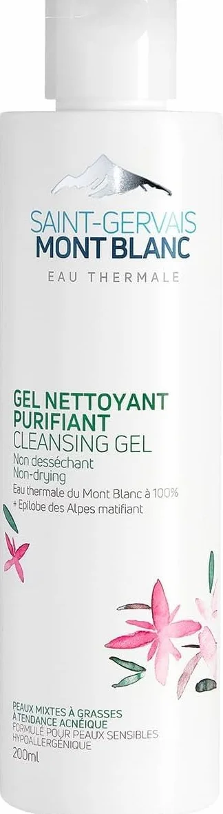 Saint Gervais Mont Blanc Gel Nettoyant Purifiant 200ML pour Peaux Mixtes à Grasses à l’Eau Thermale Zinc Acide Salicylique