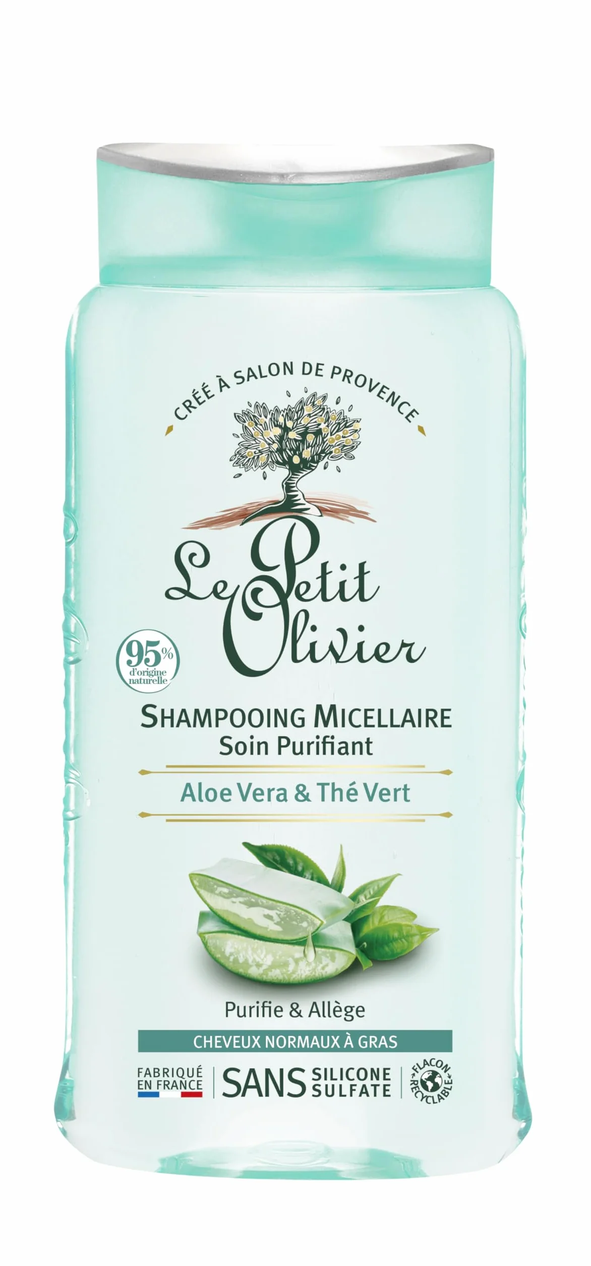LE PETIT OLIVIER Shampooing Micellaire Soin Purifiant Aloe Vera Thé Vert 250 ml