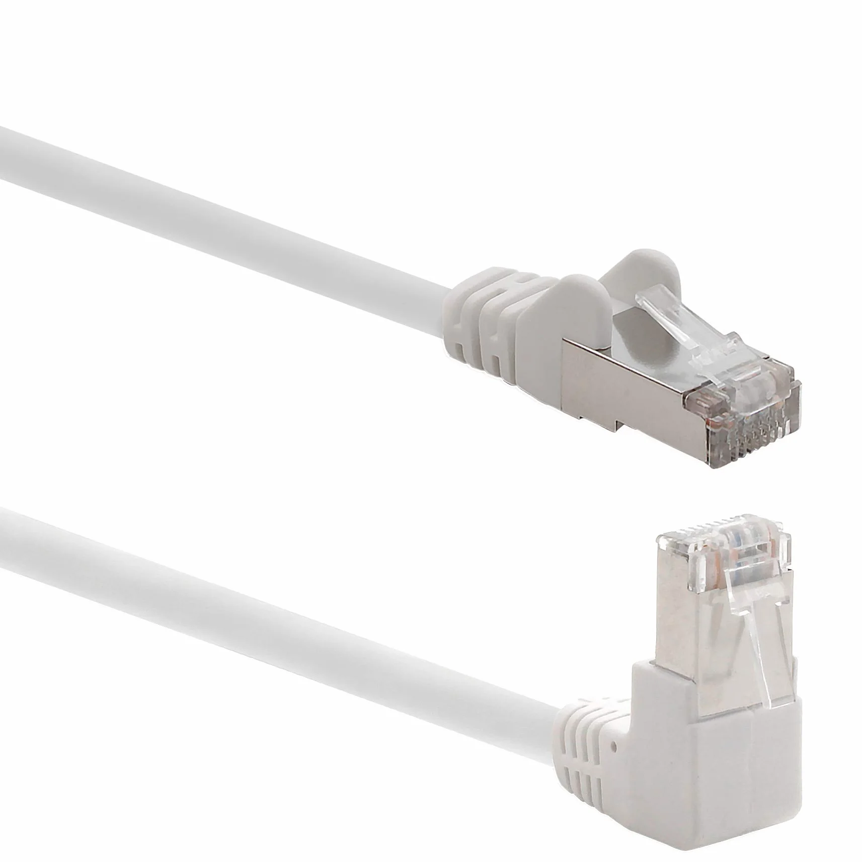 Câble réseau Cat.6 angle 90 degrés 1m blanc SFTP PIMF 1000Mbit/s RJ45