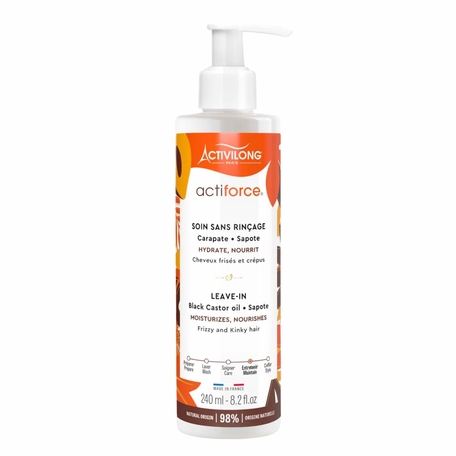 ACTIVILONG Leave-in Actiforce Sans Rinçage Cheveux Frisés Crépus 98% Ingrédients Naturels 240ml