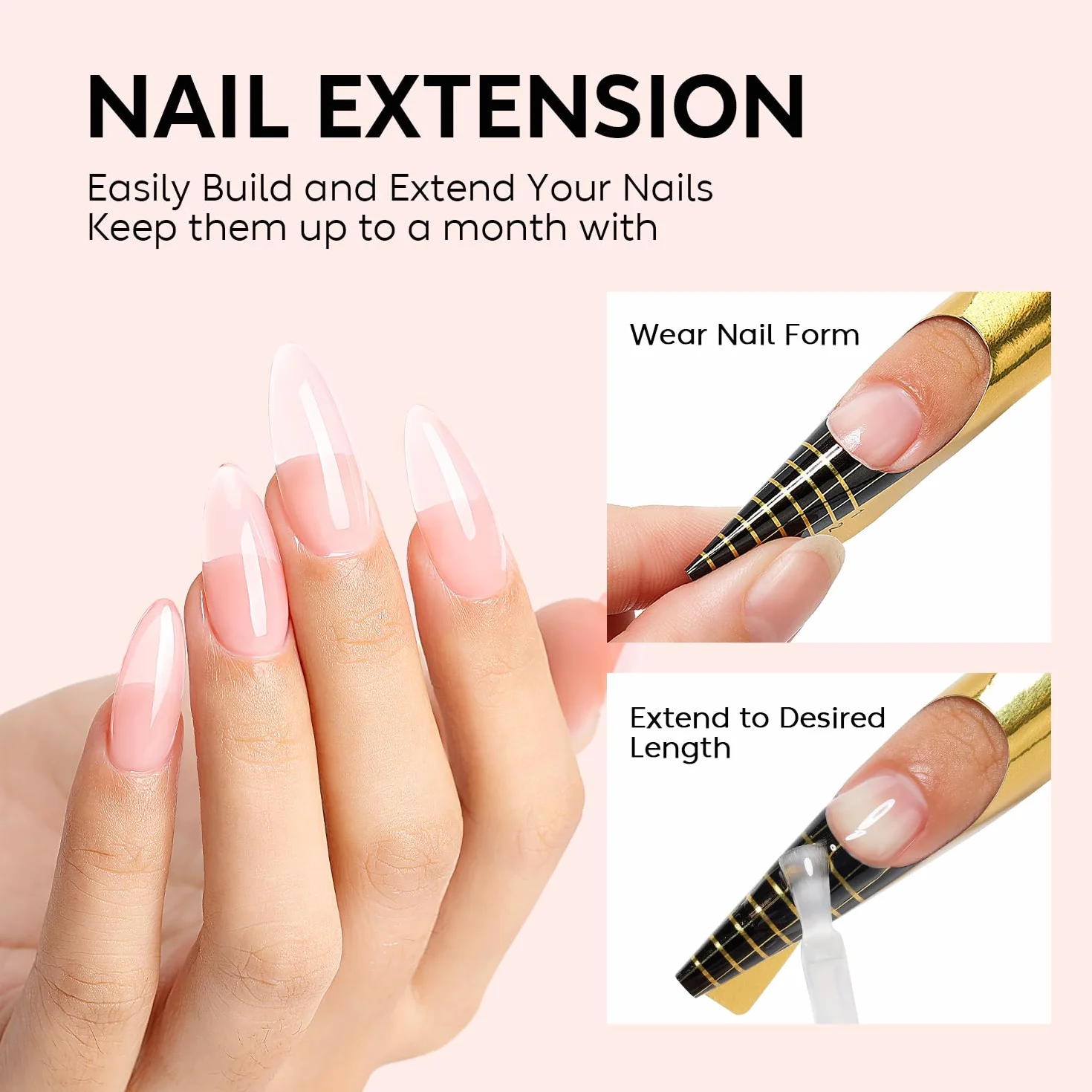 Nicedeco 15ml Gel Construction Ongle UV 8 en 1, Gel Builder Base de Renforcement, Rose Nu
