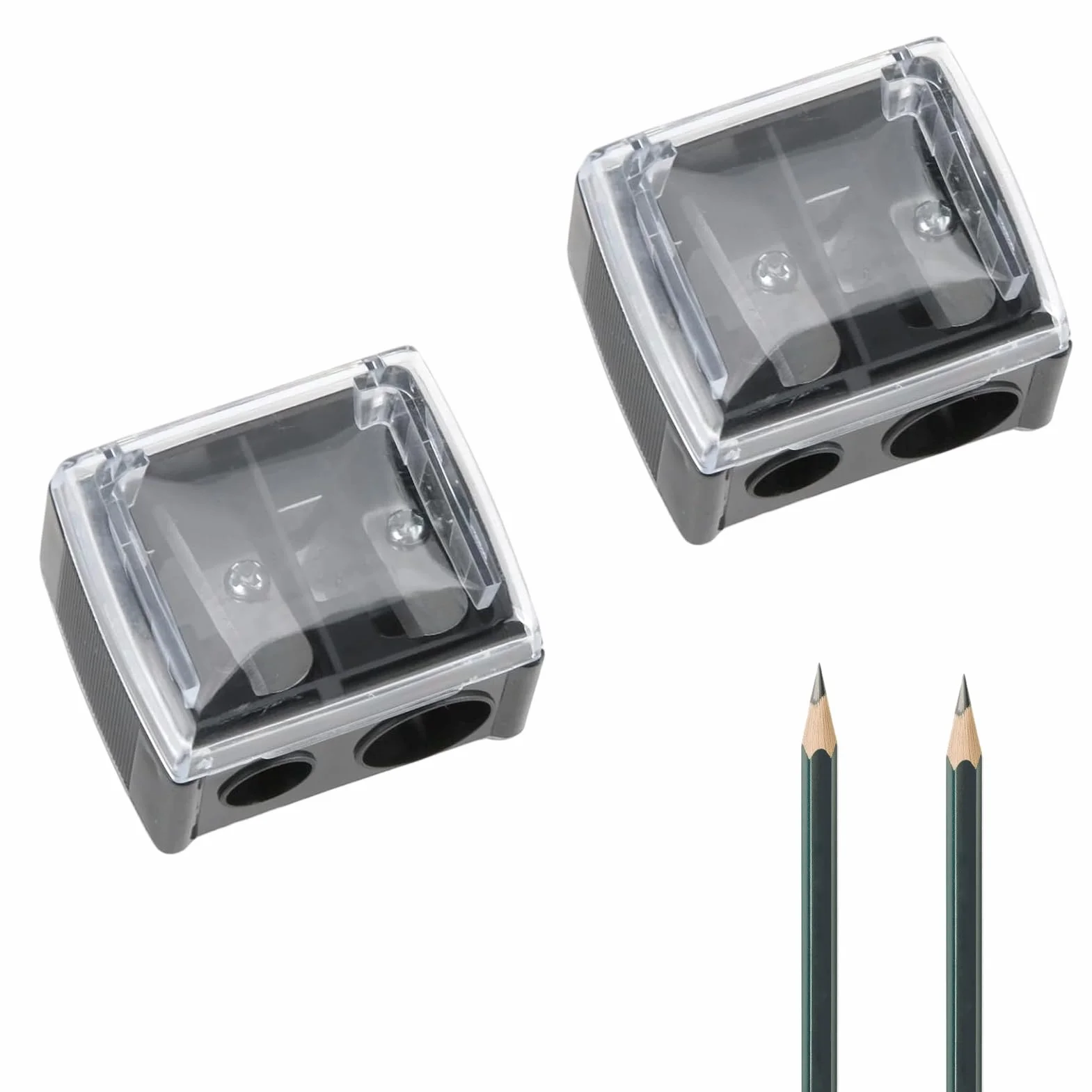 Pack de Deux Crayon Maquillage Yeux Double Trou Taille-Crayon Cosmetique pour Crayons Jumbo Standard