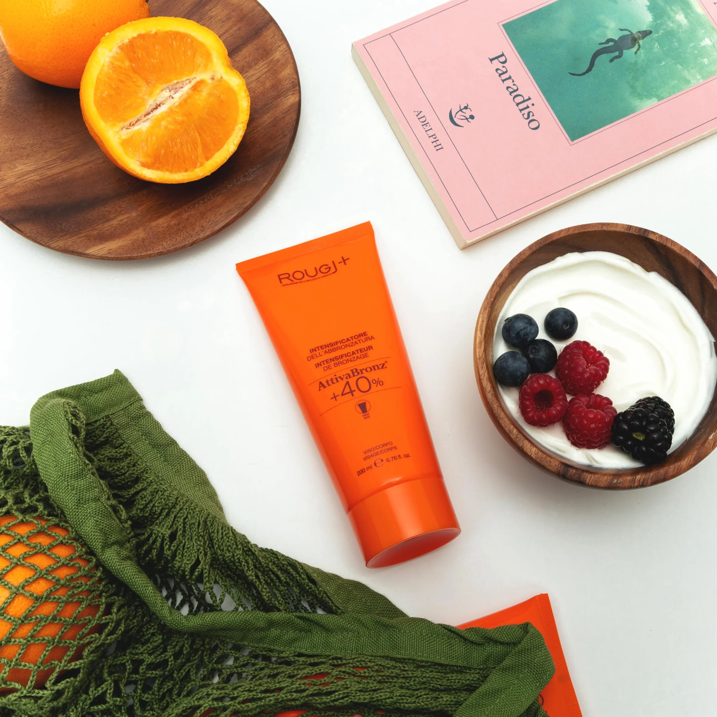 Rougj Crème Bronzante Corps au Bêta-Carotène 200 ml Activateur de Bronzage Naturel avec Vitamine B2 et Glycérine