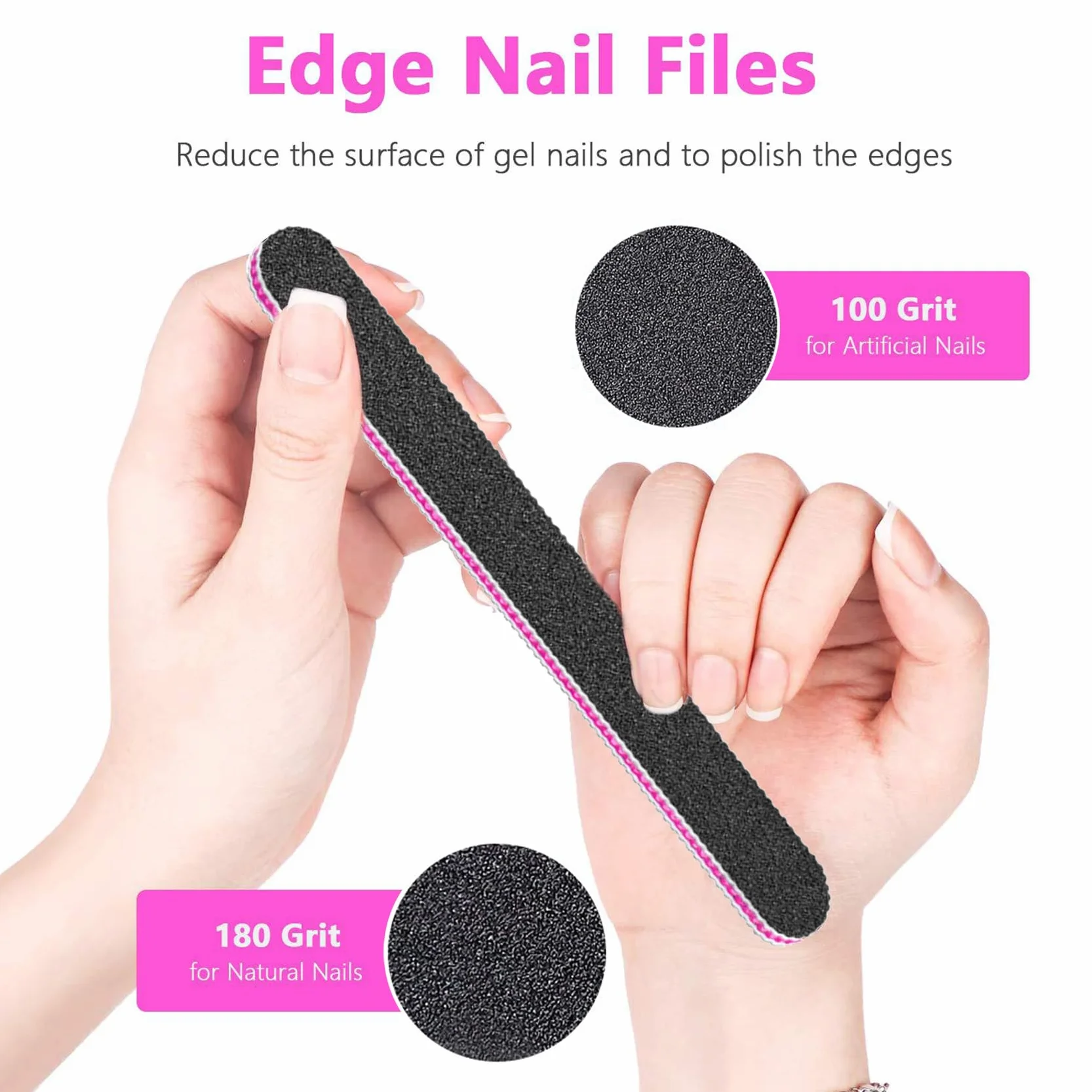 Limes À Ongles Professionnelle Double Face 100/180 Lot De 15 Pour Manucure