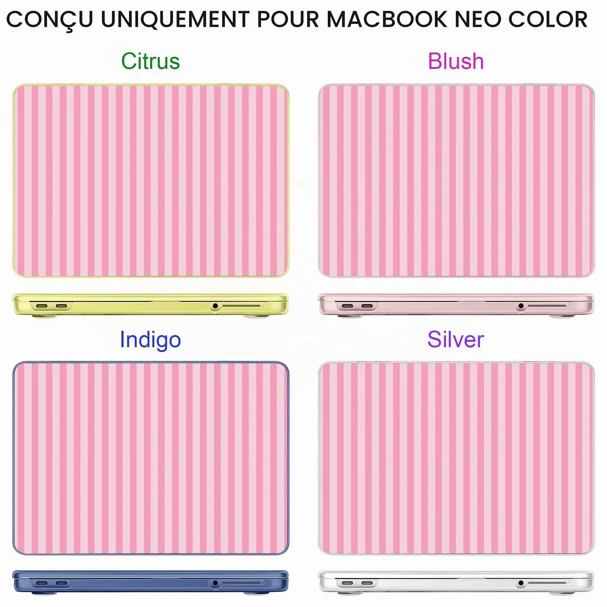 TWOLSKOO Coque pour MacBook Neo 13" 2026 A3404 A18 Pro Chip, coque rigide en plastique avec adaptateur de type C, 2 étuis pour webcam, housse de clavier et protection d'écran, rayures