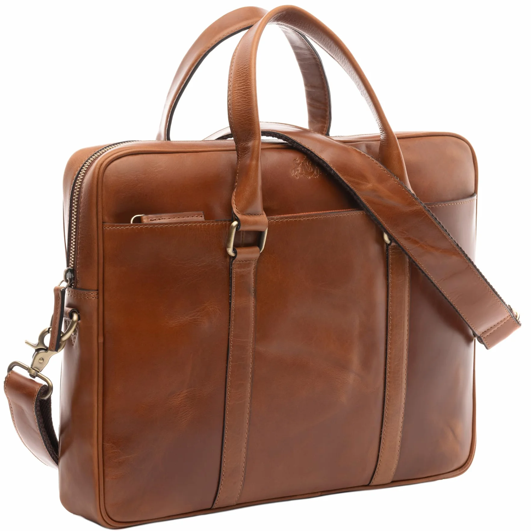 SID & VAIN Sac Ordinateur Portable Cuir véritable 15 Pouces Brady Mallette Professionnelle bandoulière Grand pour Hommes et Femmes Serviette de Travail élégant Marron
