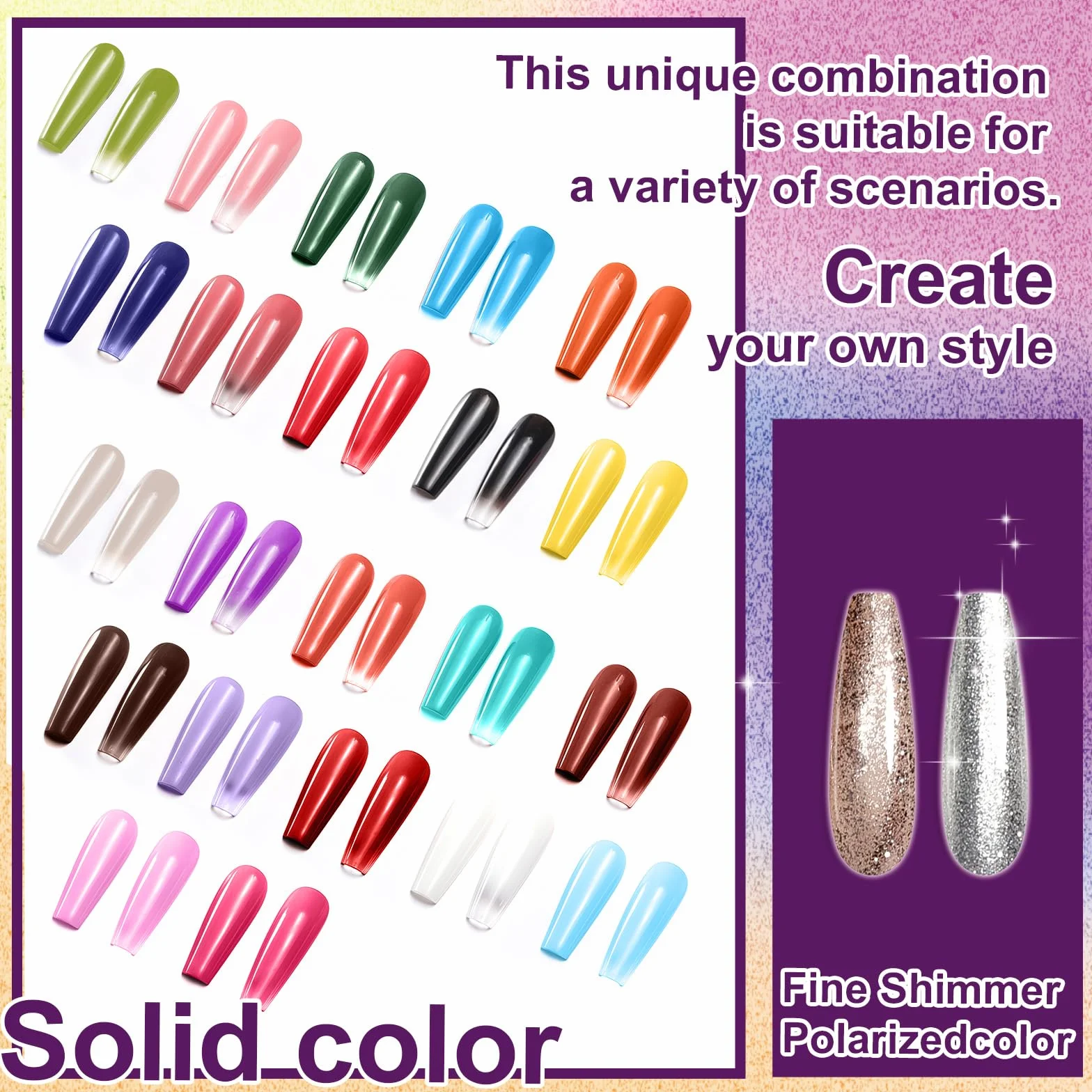 Gradient Painting Gel 24 couleurs vernis à ongles gel ombré avec 101 éponges à ongles et tweezer pour French Manucure DIY Nail Art Set