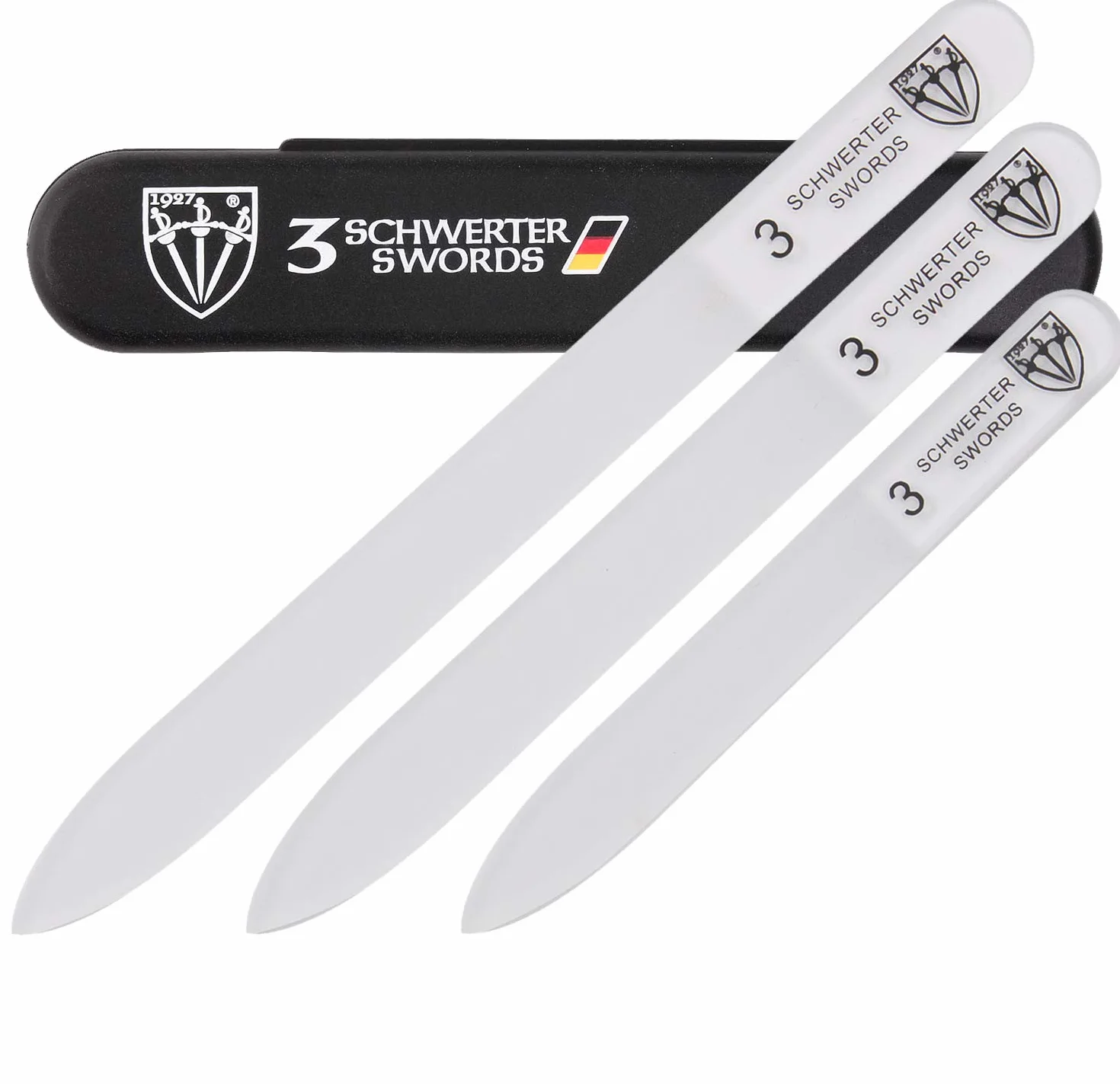 Lime à ongles en verre 3 pièces manucure pédicure Swords Germany