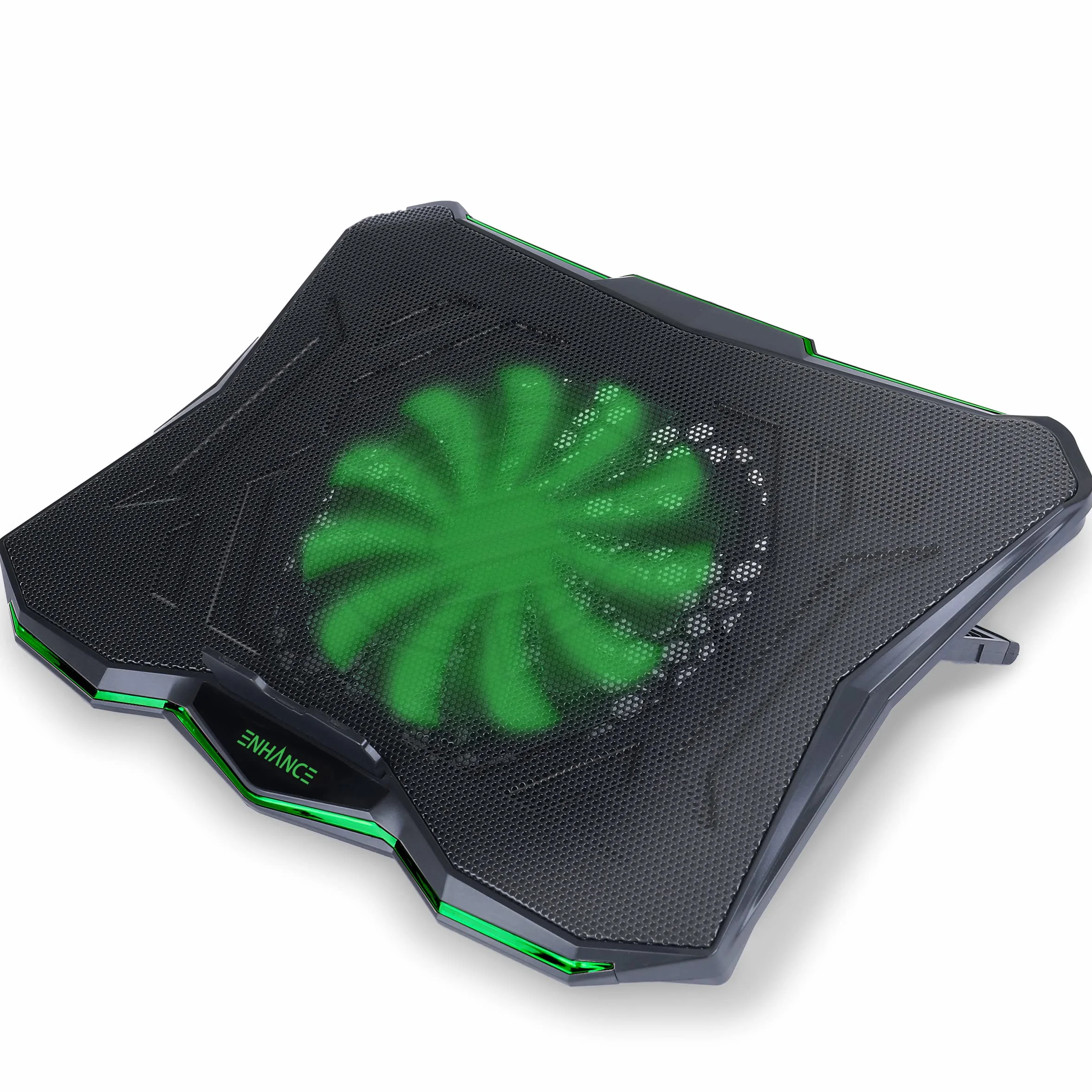 ENHANCE Support Refroidisseur PC Portable Plaque de Refroidissement 1 Ventilateur LED Vert 2 Ports USB Compatible Ordinateur Portable Notebook 17 Pouces 40 x 30.4 cm