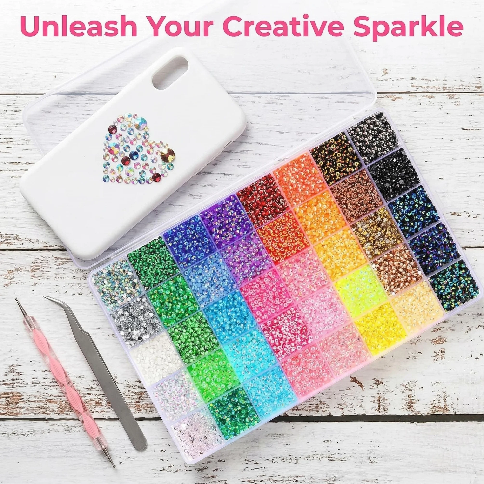Strass 3mm 32000 Pcs Nail Art Diamants pour Ongles avec Pincette et Stylo