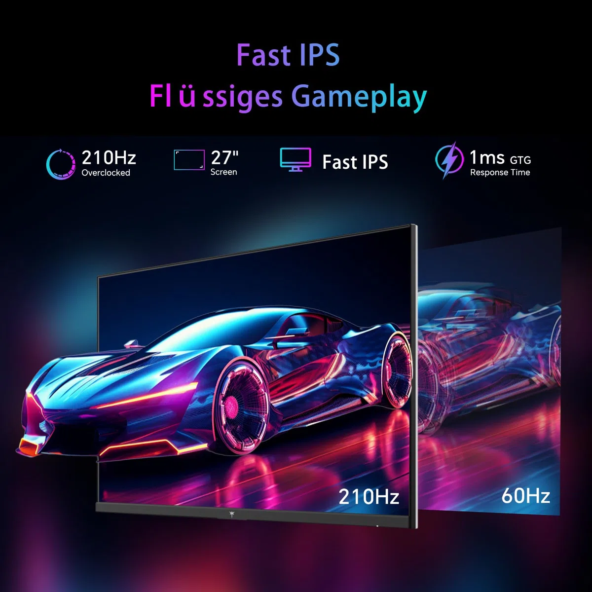 KTC 27'' Ecran PC Gamer, QHD (2560x1440), 210Hz, 1ms GTG, Fast IPS, Adaptive Sync, Moniteur Gaming, HDR400, 131% sRGB, Écran Blanc, Haut-parleurs intégrés, VESA 100x100, DP1.4/HDMI 2.0, H27T6