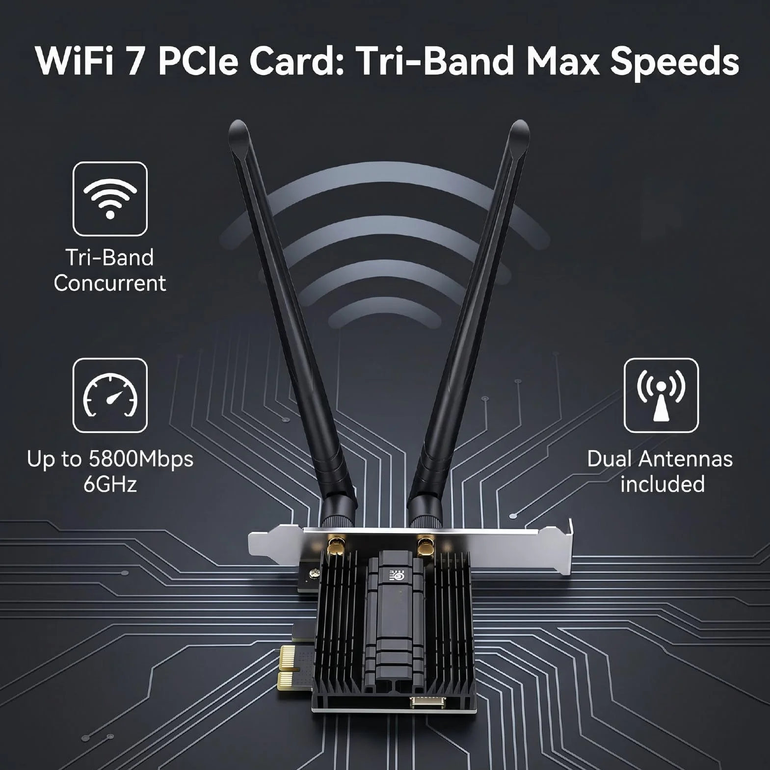 Zunate Carte WiFi WiFi 7 PCIe pour NGW, 5800Mbps M.2 NGFF 6G/5G/2.4G