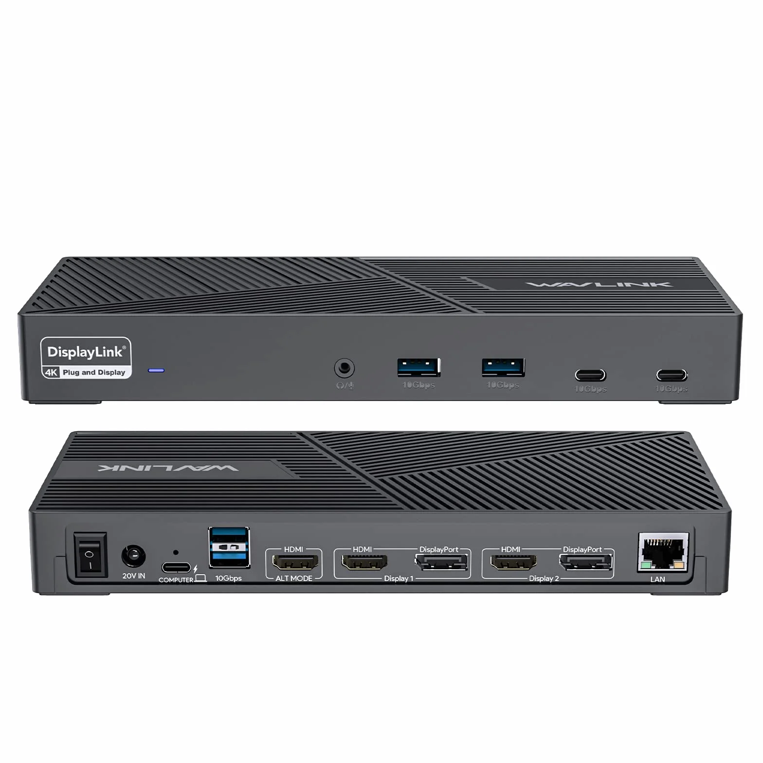 WAVLINK Station d'accueil DisplayLink USB-C 15 en 1, compatible avec MacBook Neo, Triple moniteurs 4K (3 x HDMI + 2 x DP), 100 W PD, 10 Gbit/s, Gigabit LAN, audio/micro, pour Windows et Mac (avec M1