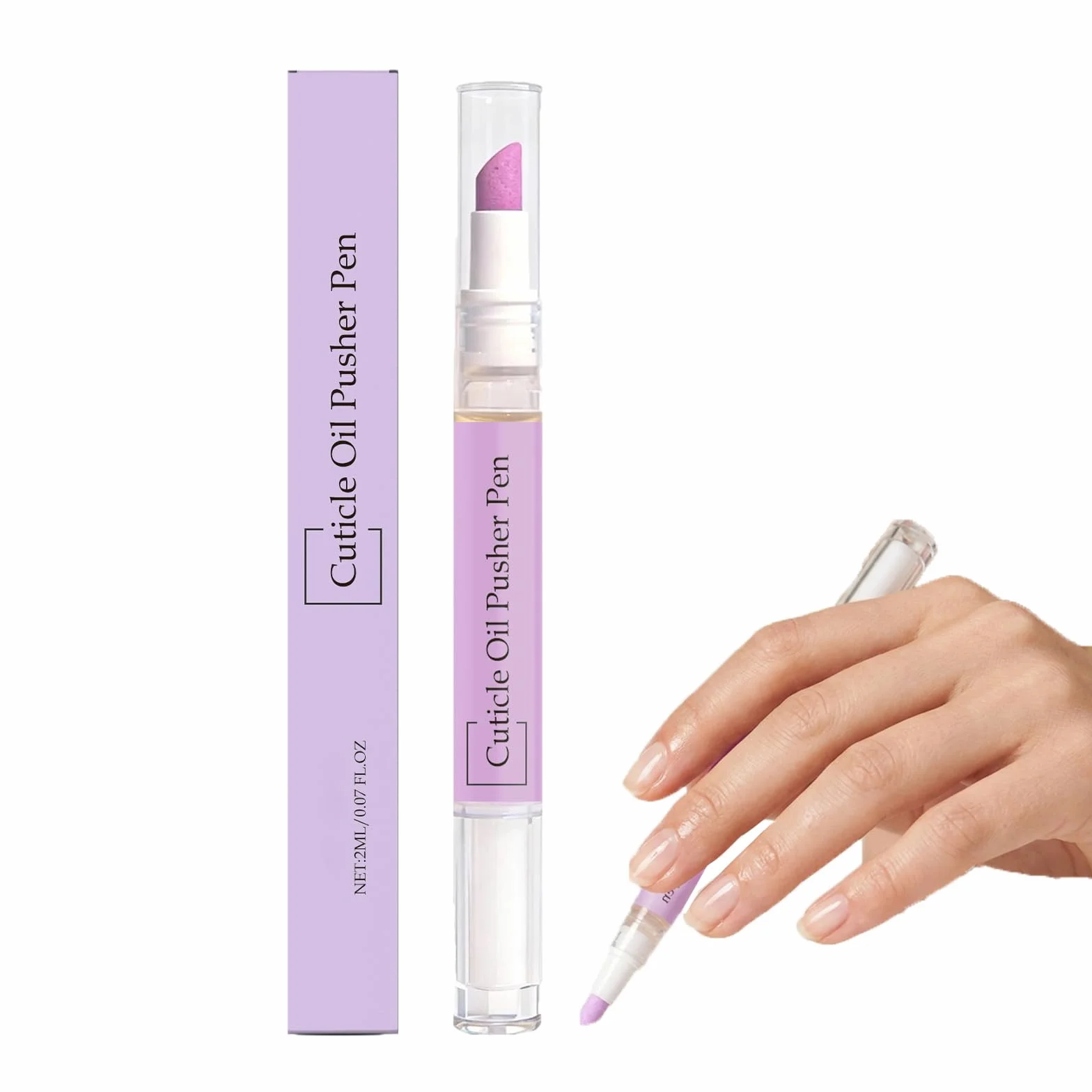 Stylo Repousse-Cuticules 2 en 1 - Cuticle Oil Pusher Pen with Ceramic Tip for Dry Cracked Nails