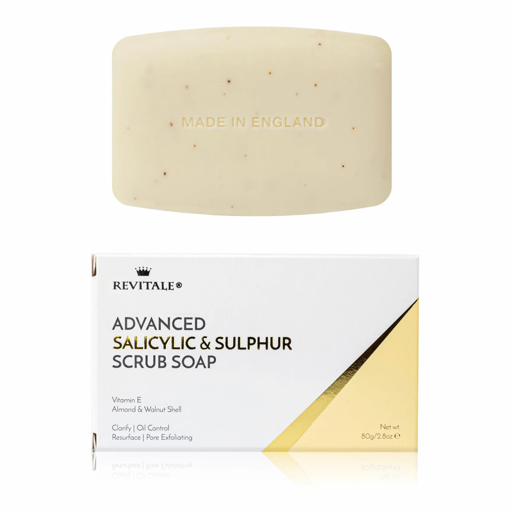 Revitale Savon Exfoliant Avancé BHA à l’Acide Salicylique et au Soufre Barre Exfoliante Clarifiante