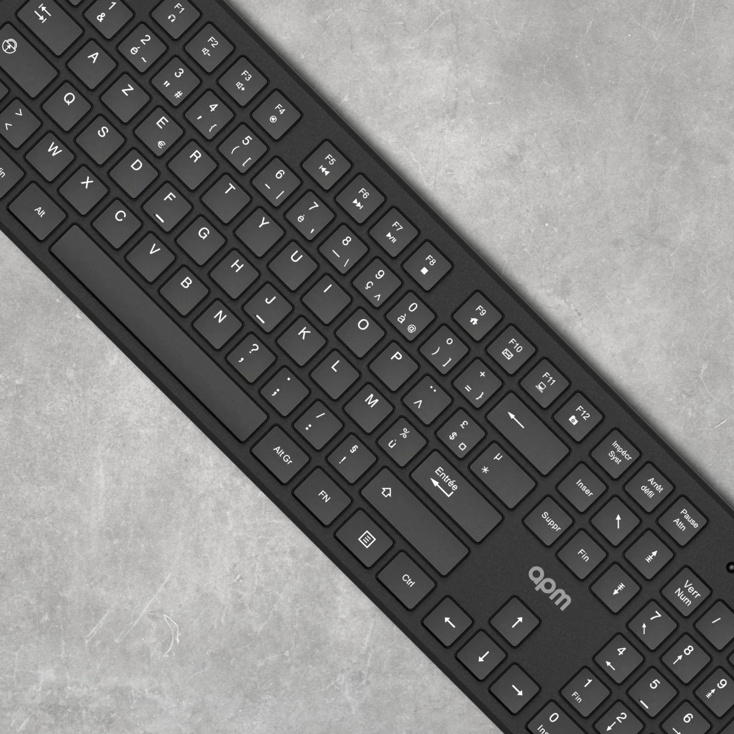 APM Clavier Sans-Fil AZERTY 2.4GHz 105 Touches Ergonomiques Compatible PC Portable MacOS Windows Linux