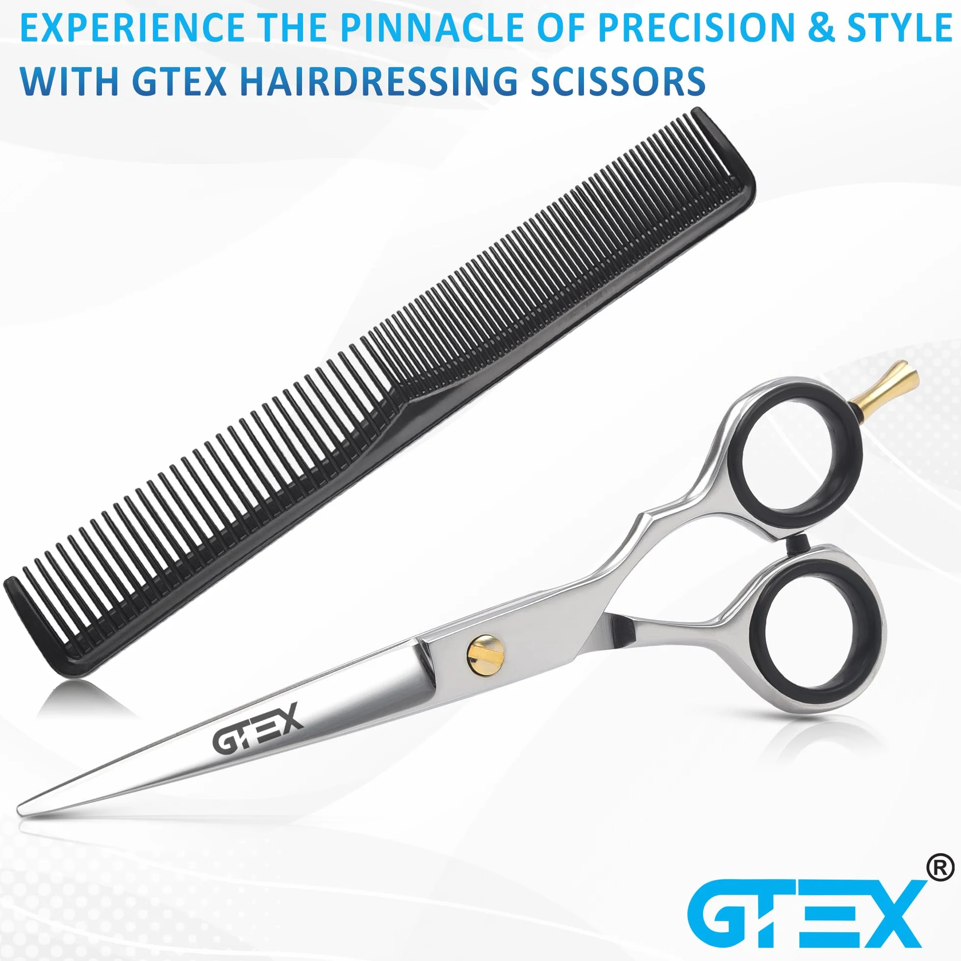 Ciseaux Coiffure Professionnels 6,5 Pouces Acier Inoxydable Haute Teneur en Carbone GTEX