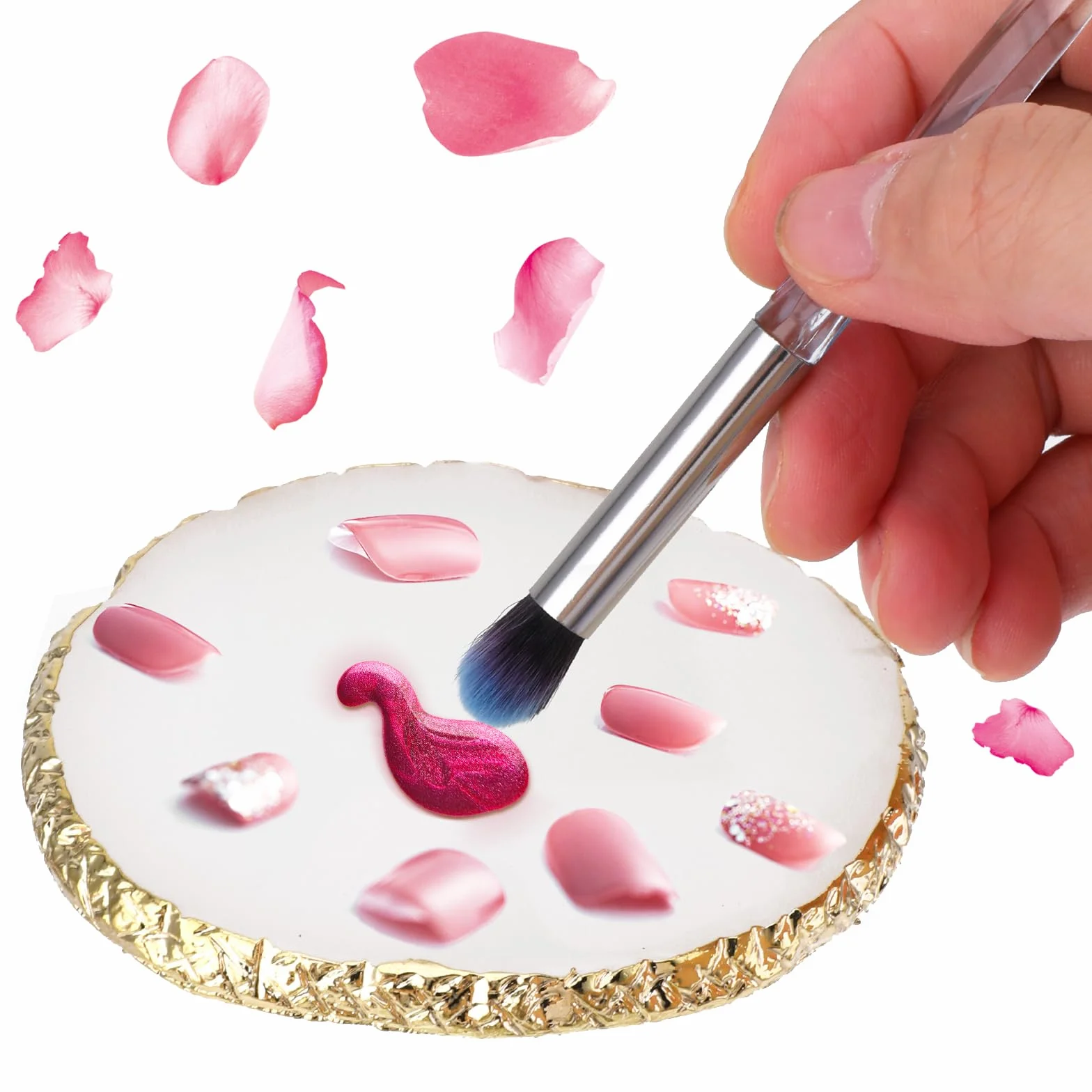 Palette de manucure peinte en résine pour nail art des ongles - Palette de maquillage pour ongles (blanc)