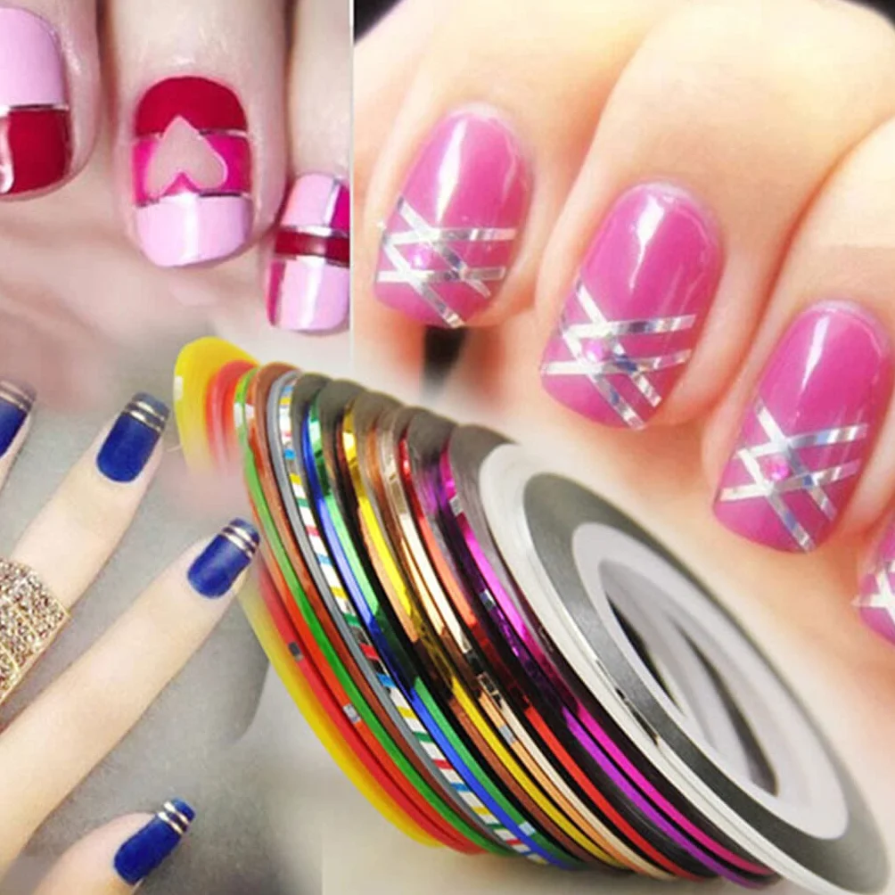 Easy-Go Nail Art Striping Tape 10 Rouleaux Mixed Colours