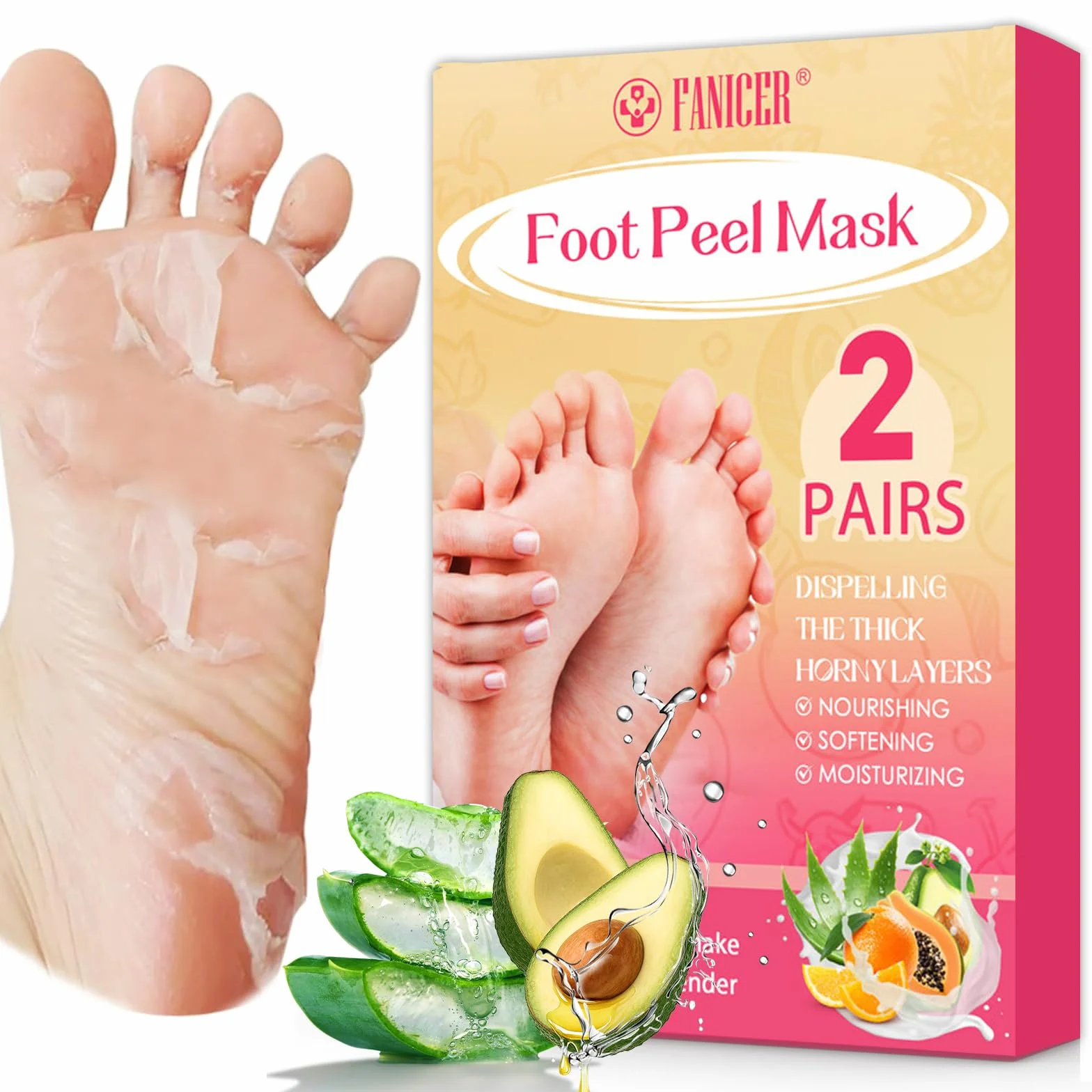 Masque Pied Peeling Exfoliant, Chaussettes Hydratantes Aloe Vera Avocat pour Callosités