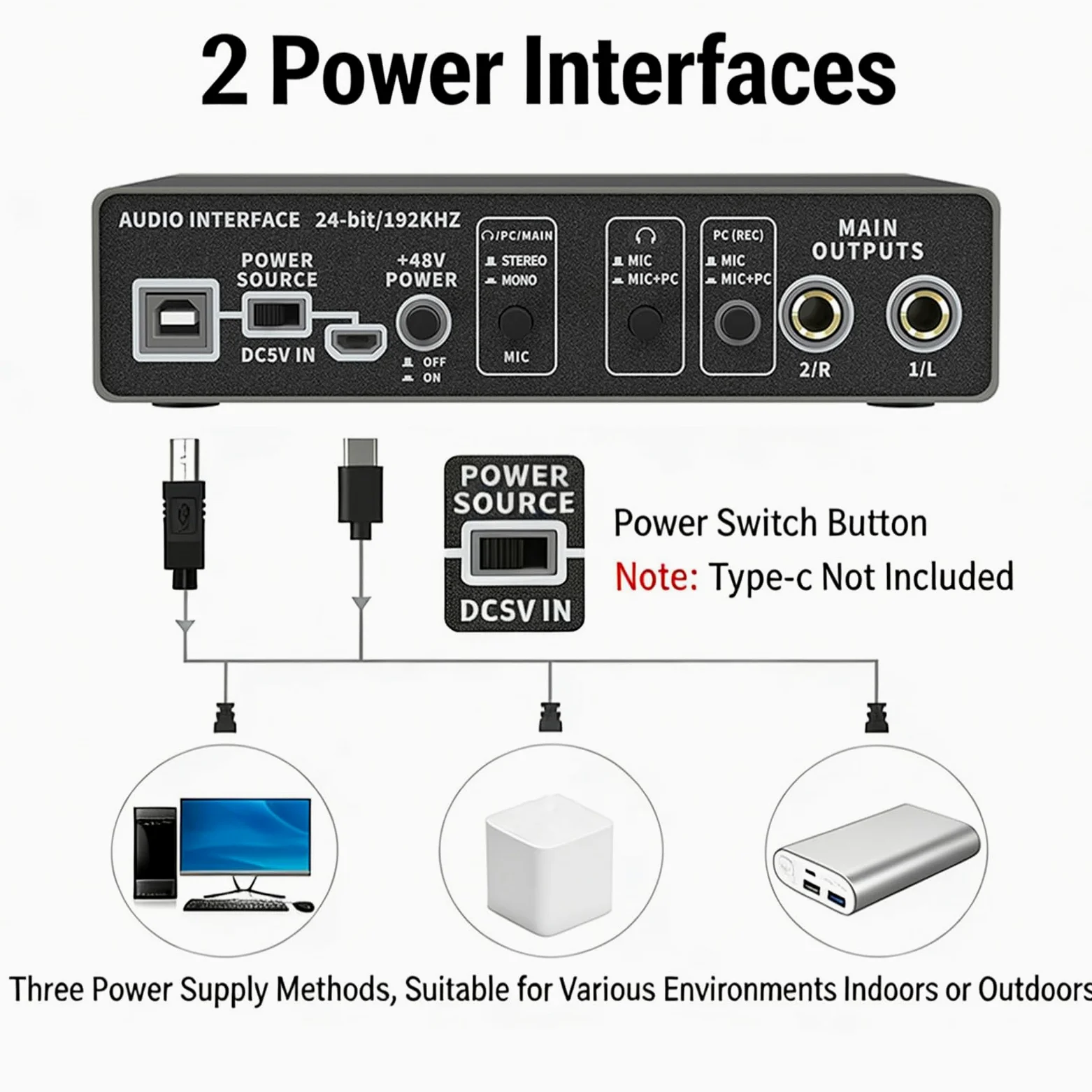 Carte son externe USB professionnelle - Adaptateur de microphone - Transparent - 24 bits - 192 kHz - 3,5 mm - Port pour streaming vocal