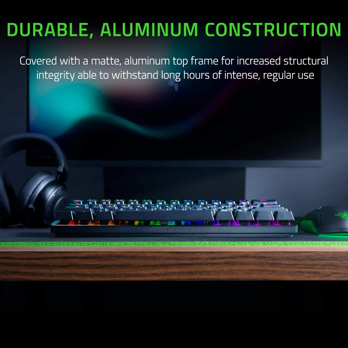 Razer Huntsman Mini 60% Teclado Para Juegos: Los interruptores de Teclado más rápidos Nunca, interruptores ópticos Clicky - Iluminación RGB Chroma - Teclas PBT - Memoria integrada - Negro clásico